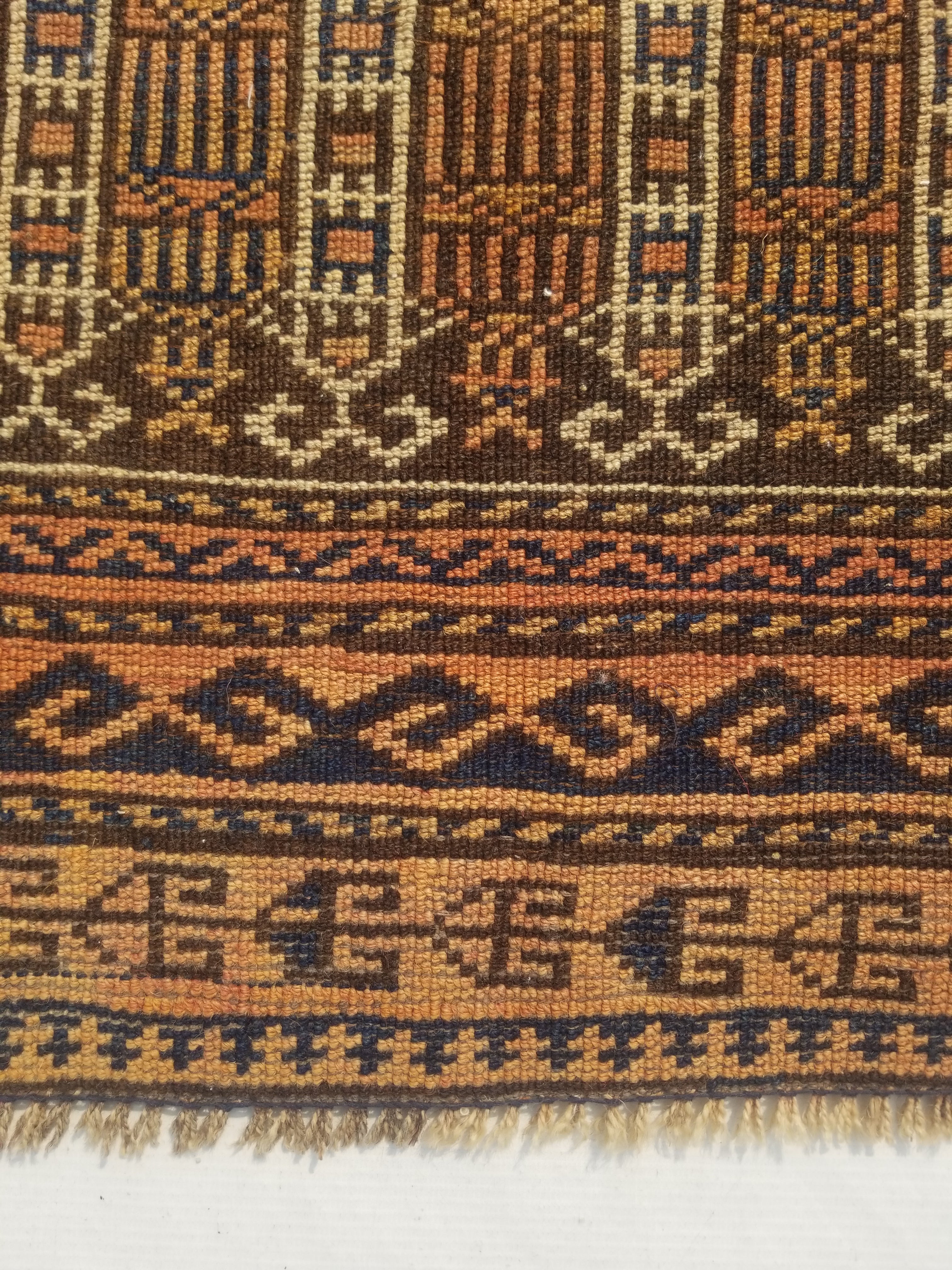 Antique Traditional Handmade Afghan Wool Multicolor Rug 130x91cm