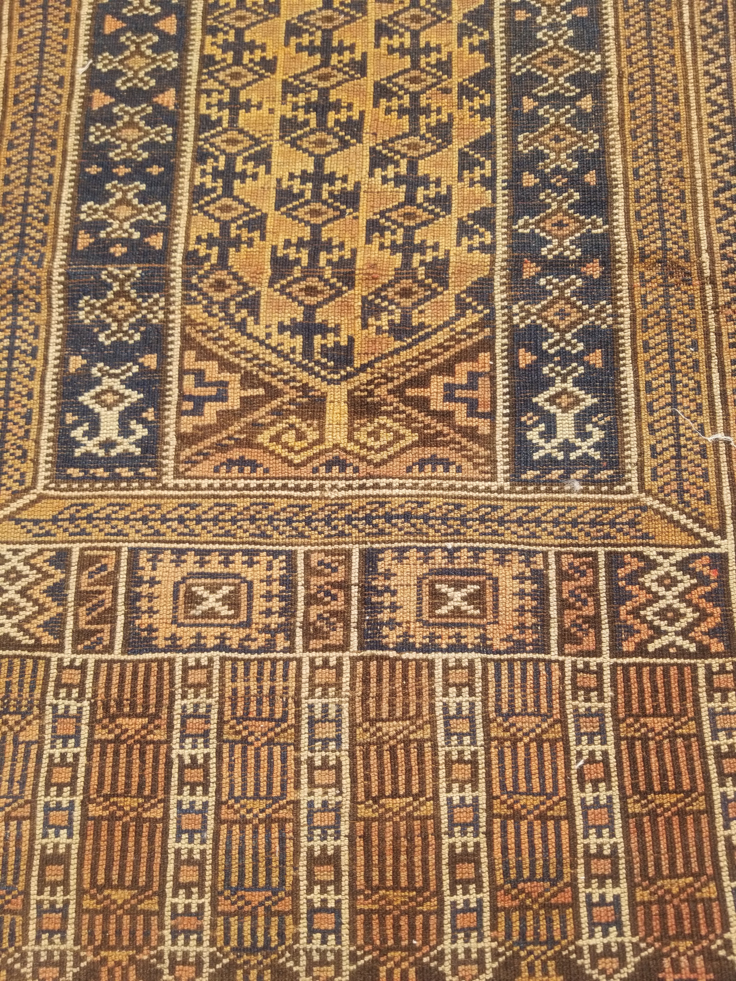 Antique Traditional Handmade Afghan Wool Multicolor Rug 130x91cm