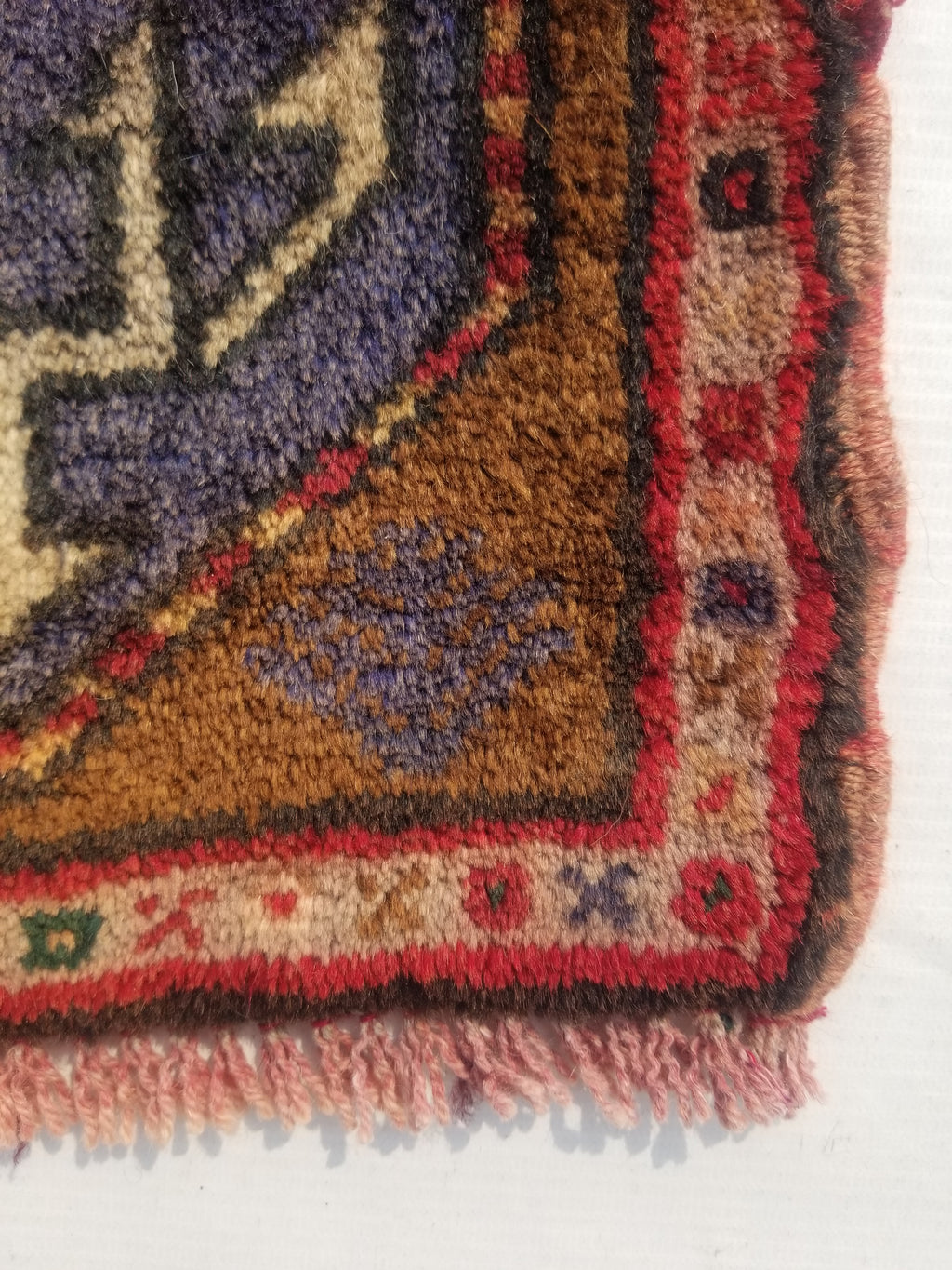 Antique Traditional Handmade Caucasian Kazak Wool Multicolor Rug 56x48cm