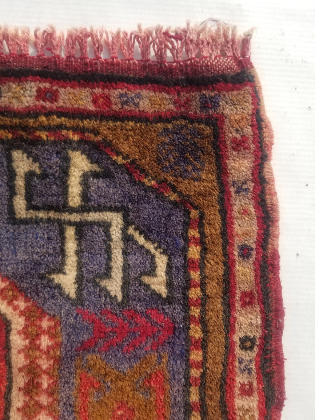 Antique Traditional Handmade Caucasian Kazak Wool Multicolor Rug 56x48cm