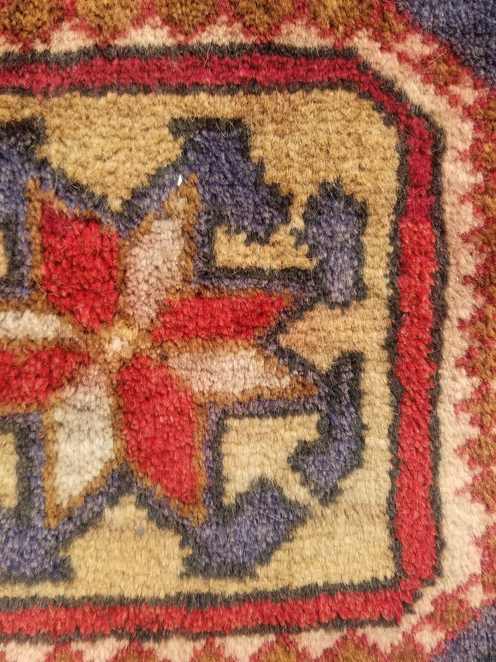 Antique Traditional Handmade Caucasian Kazak Wool Multicolor Rug 56x48cm