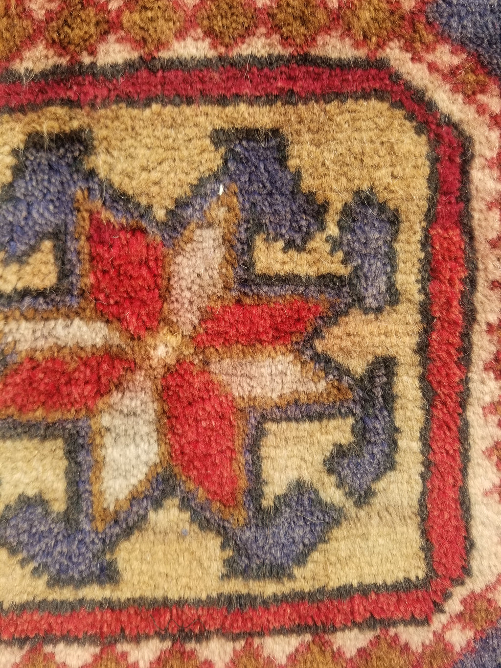 Antique Traditional Handmade Caucasian Kazak Wool Multicolor Rug 56x48cm