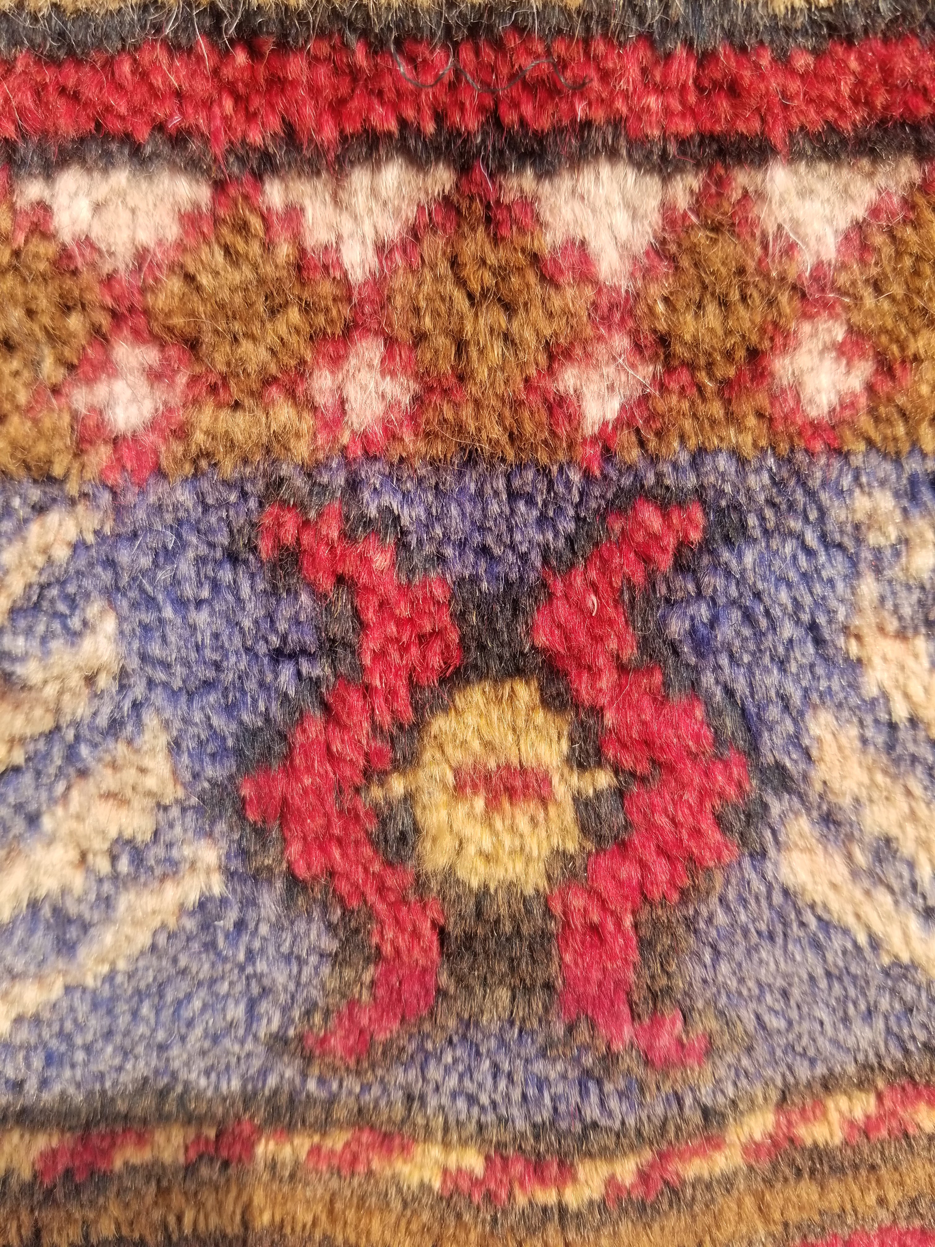 Antique Traditional Handmade Caucasian Kazak Wool Multicolor Rug 56x48cm