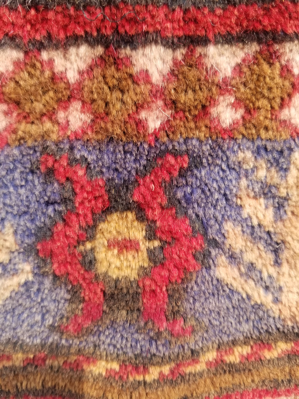 Antique Traditional Handmade Caucasian Kazak Wool Multicolor Rug 56x48cm