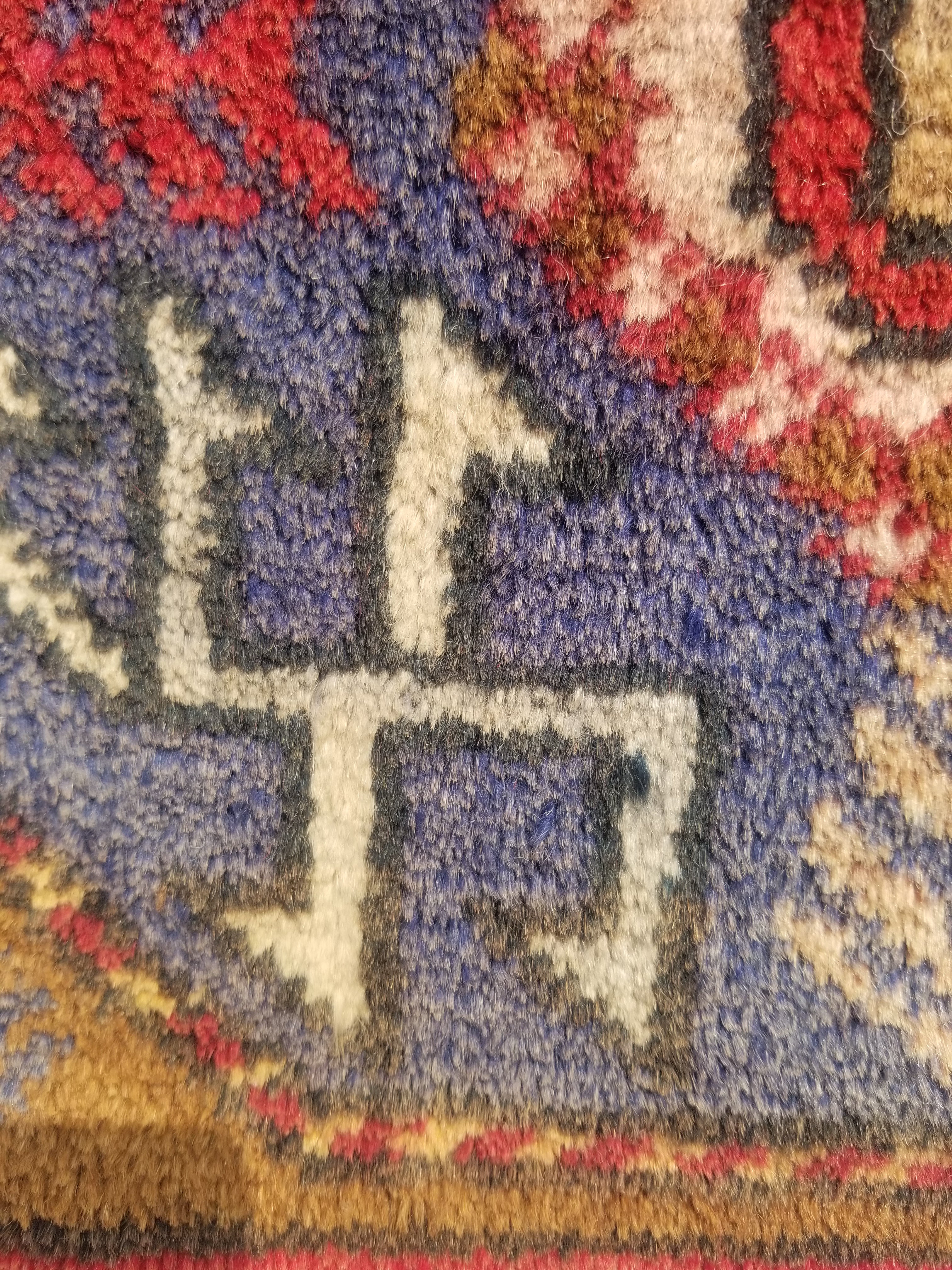 Antique Traditional Handmade Caucasian Kazak Wool Multicolor Rug 56x48cm