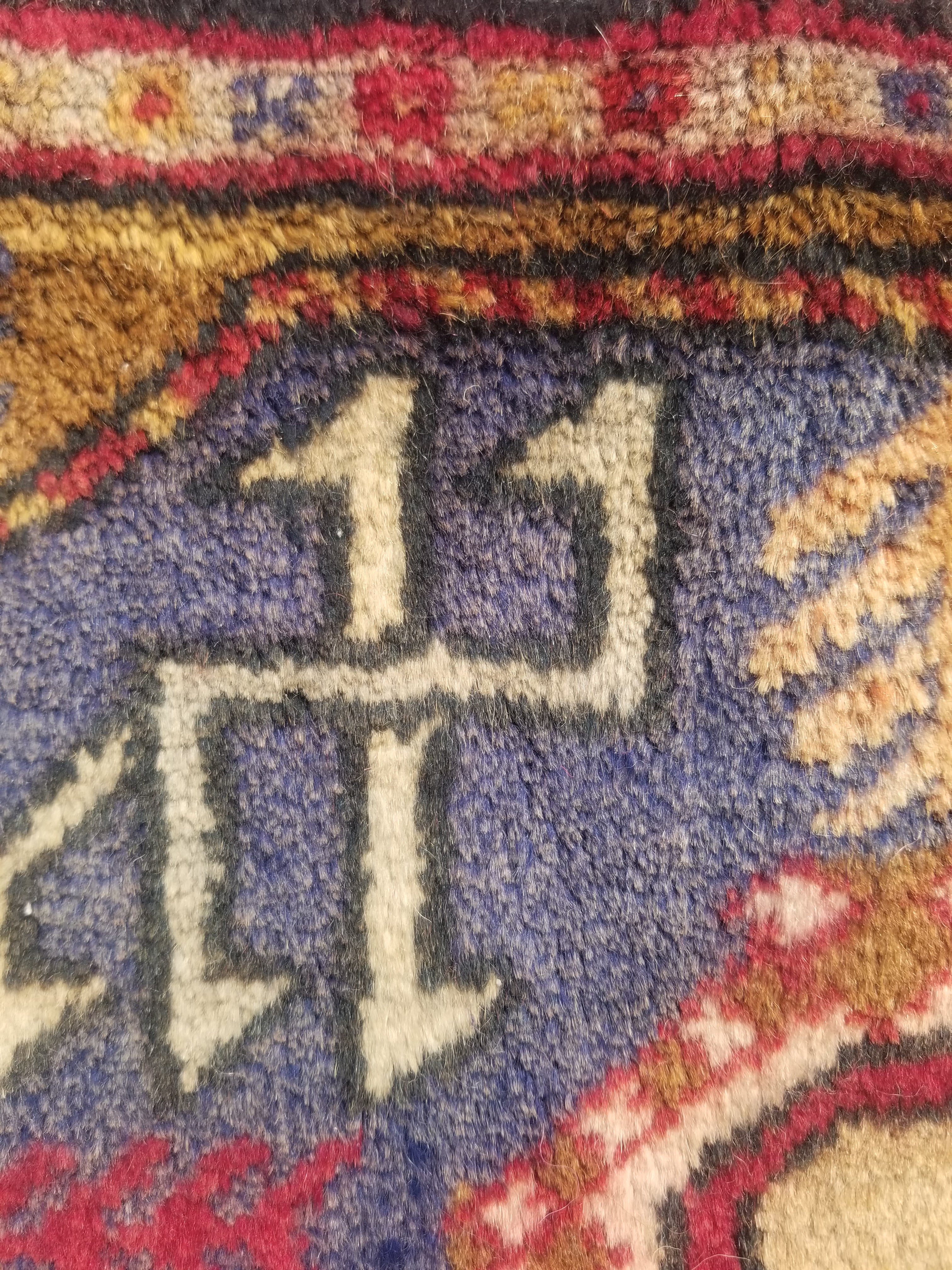 Antique Traditional Handmade Caucasian Kazak Wool Multicolor Rug 56x48cm