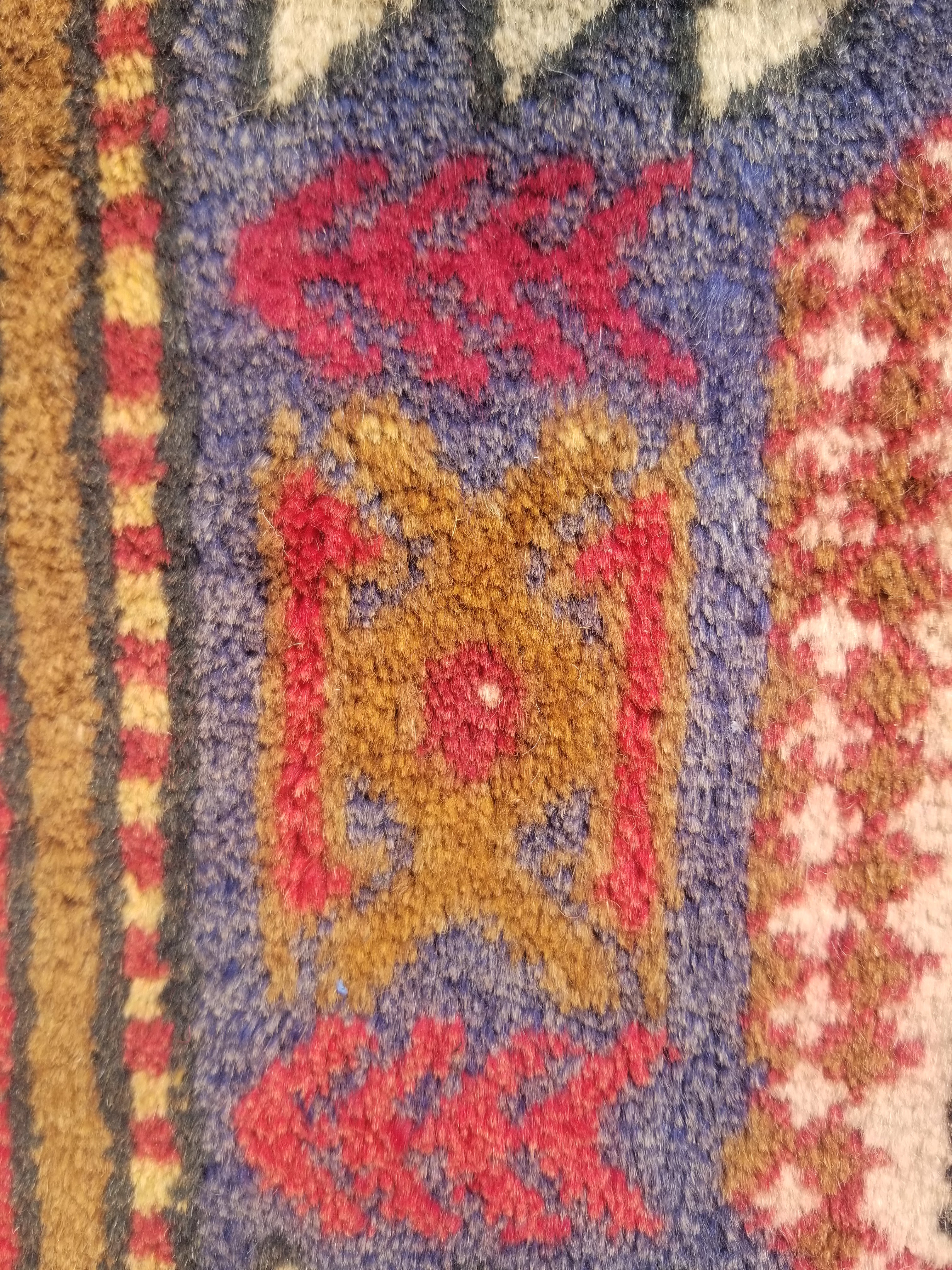 Antique Traditional Handmade Caucasian Kazak Wool Multicolor Rug 56x48cm