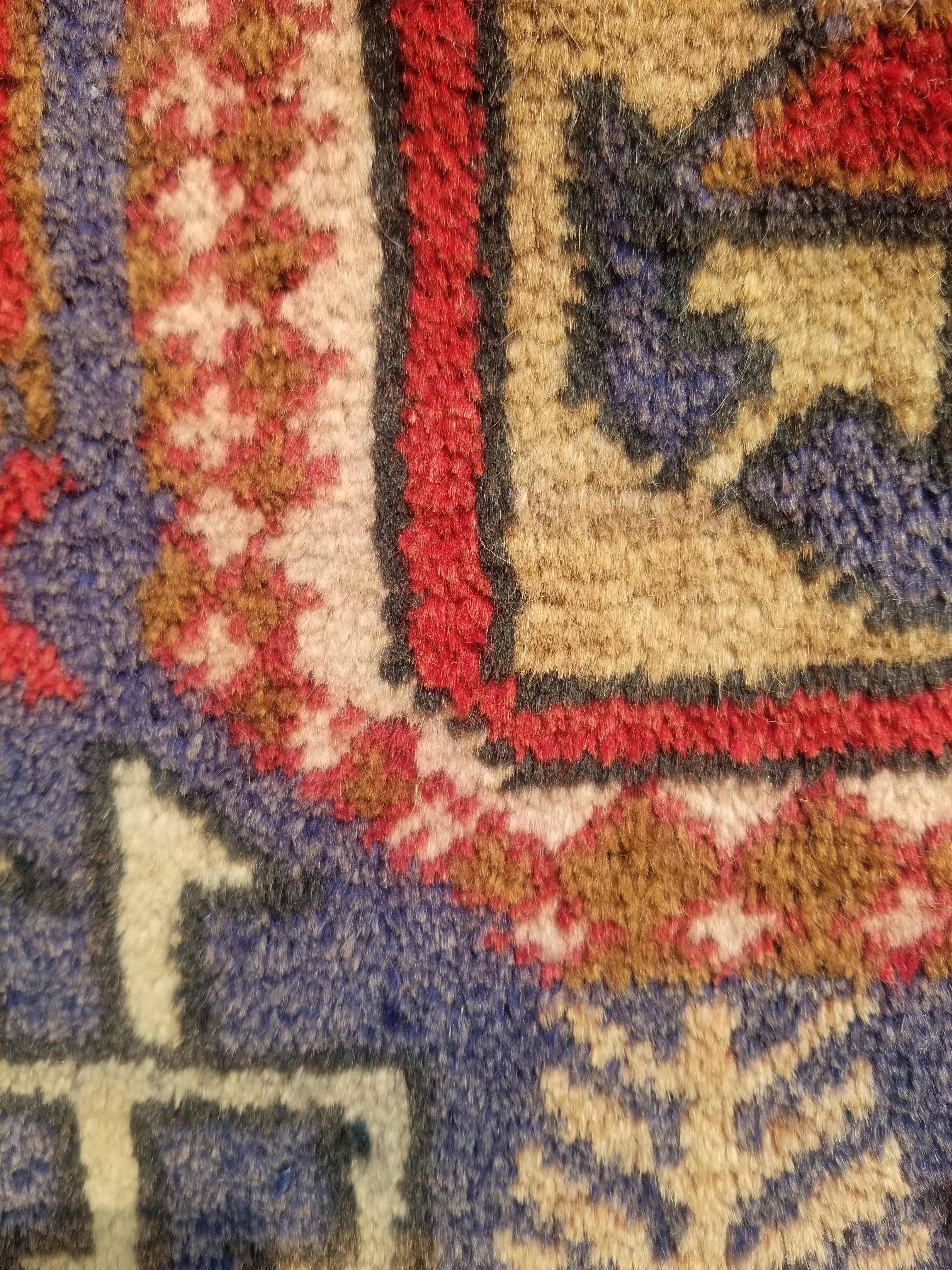 Antique Traditional Handmade Caucasian Kazak Wool Multicolor Rug 56x48cm