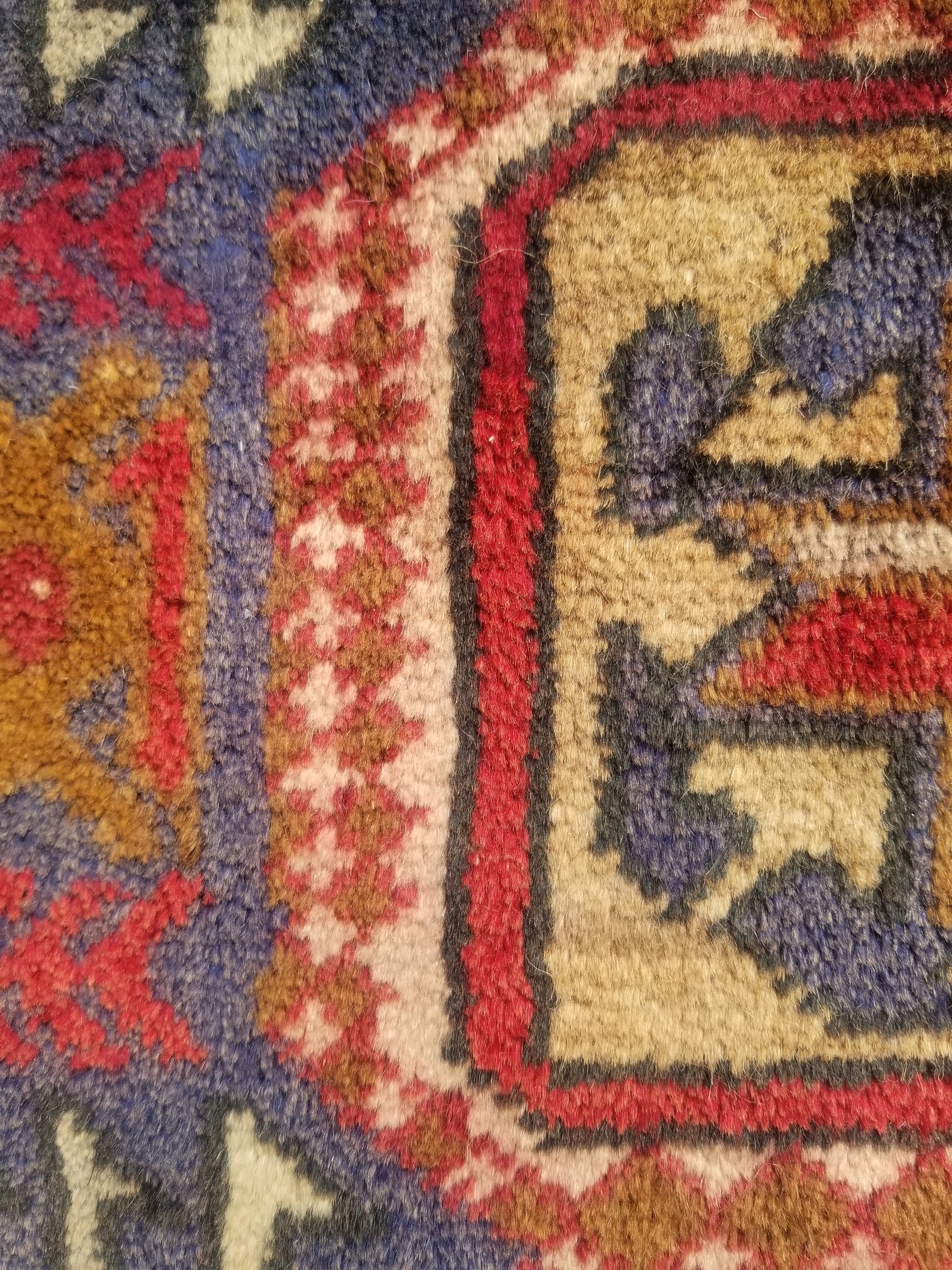 Antique Traditional Handmade Caucasian Kazak Wool Multicolor Rug 56x48cm