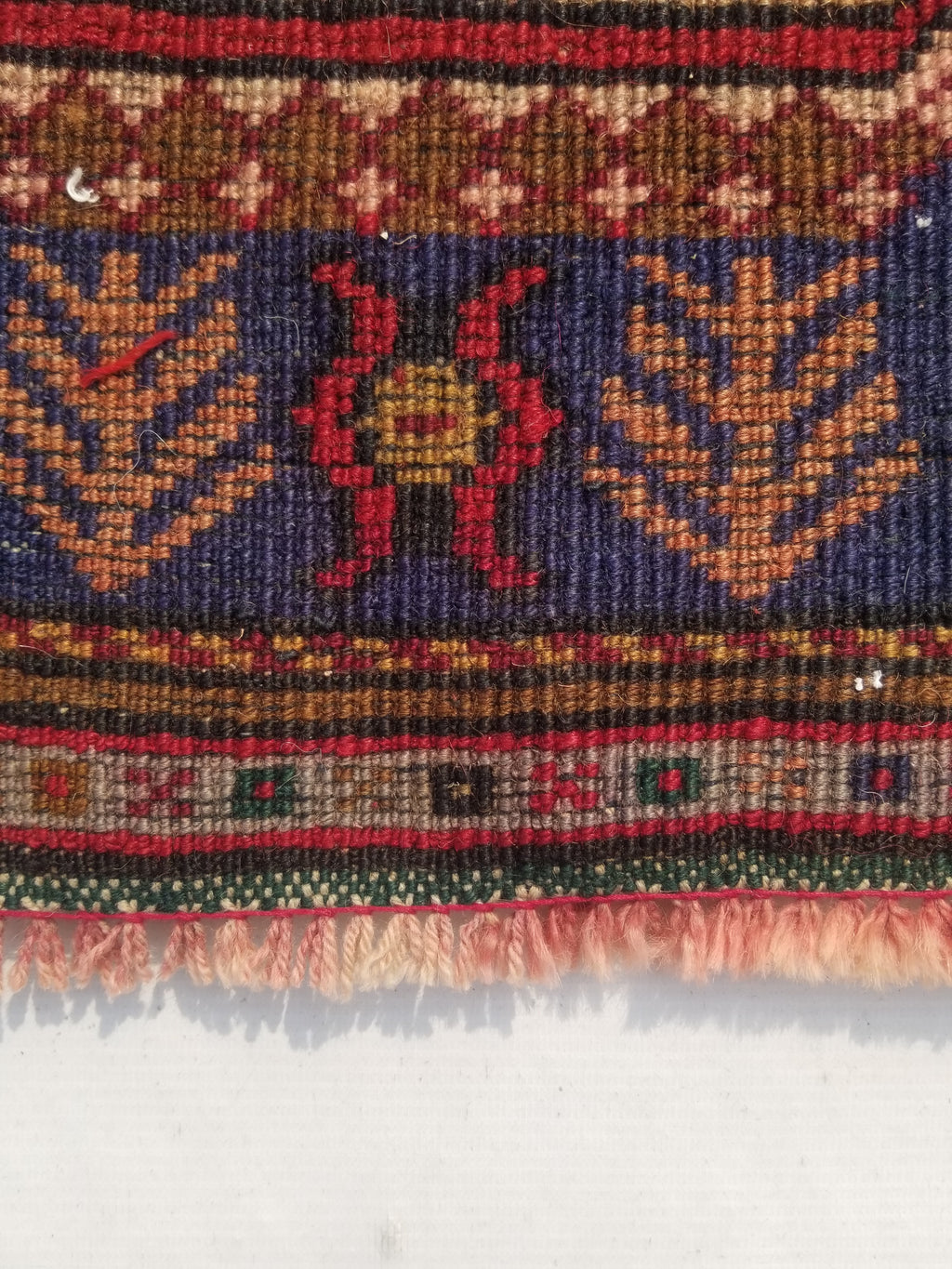 Antique Traditional Handmade Caucasian Kazak Wool Multicolor Rug 56x48cm
