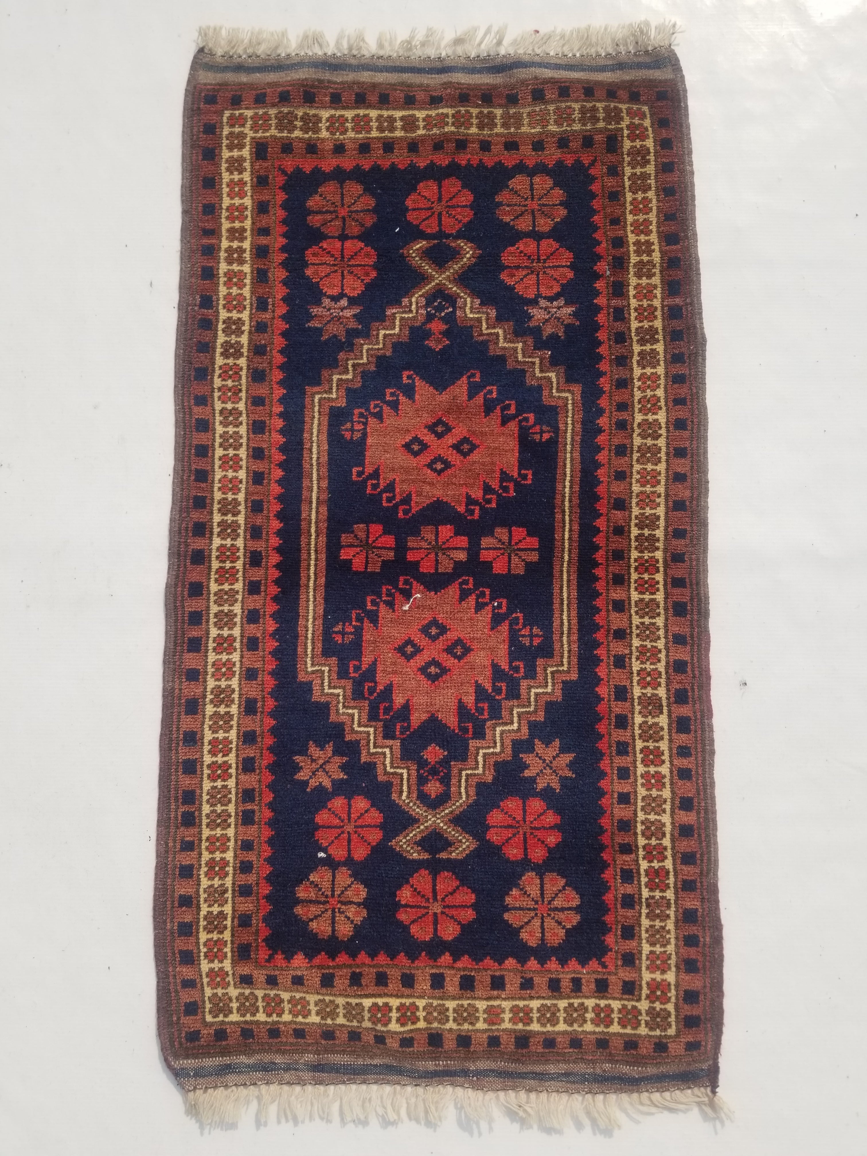 Vintage Traditional Handmade Turkish Wool Multicolor Rug 95x52cm