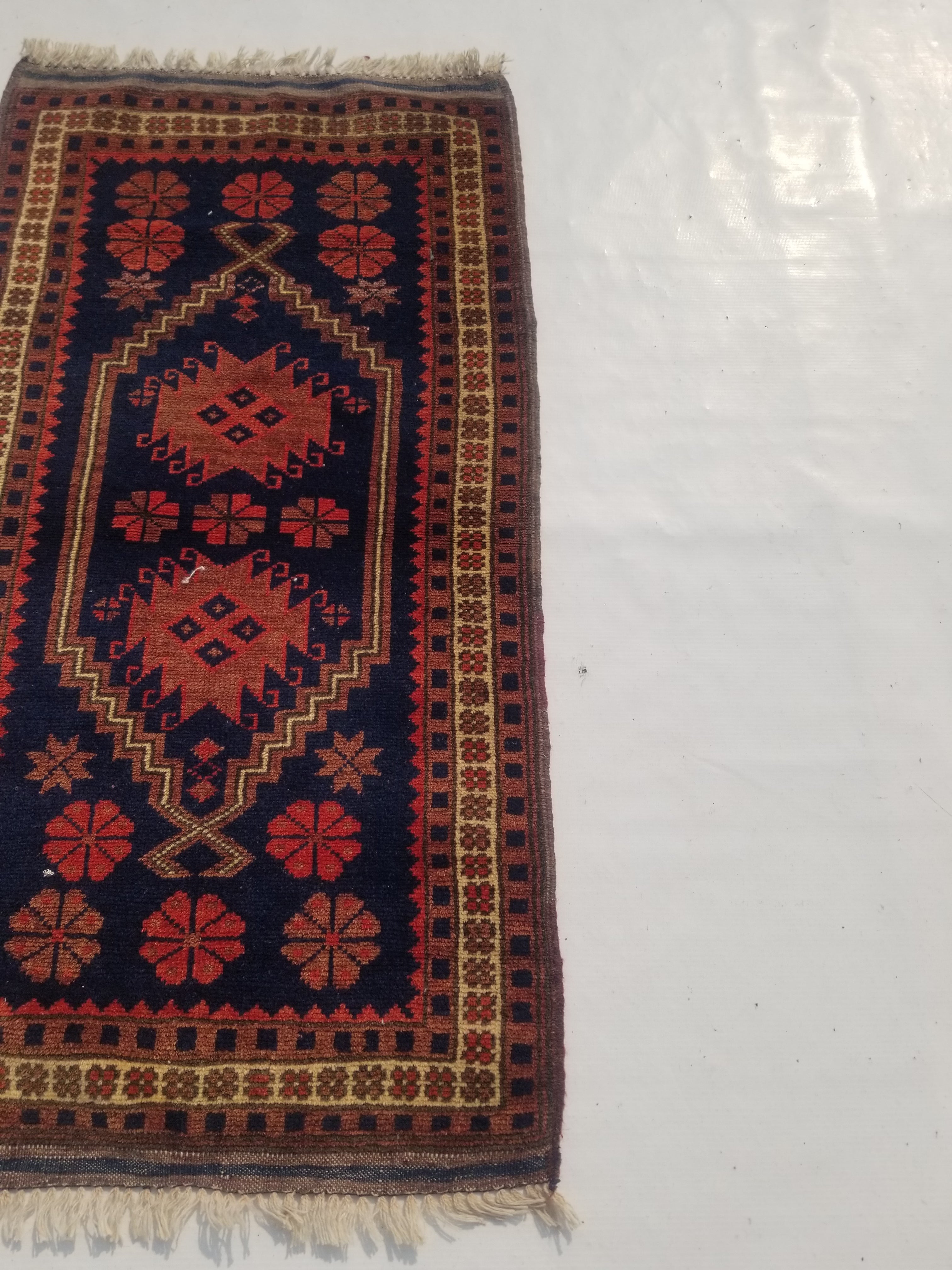 Vintage Traditional Handmade Turkish Wool Multicolor Rug 95x52cm
