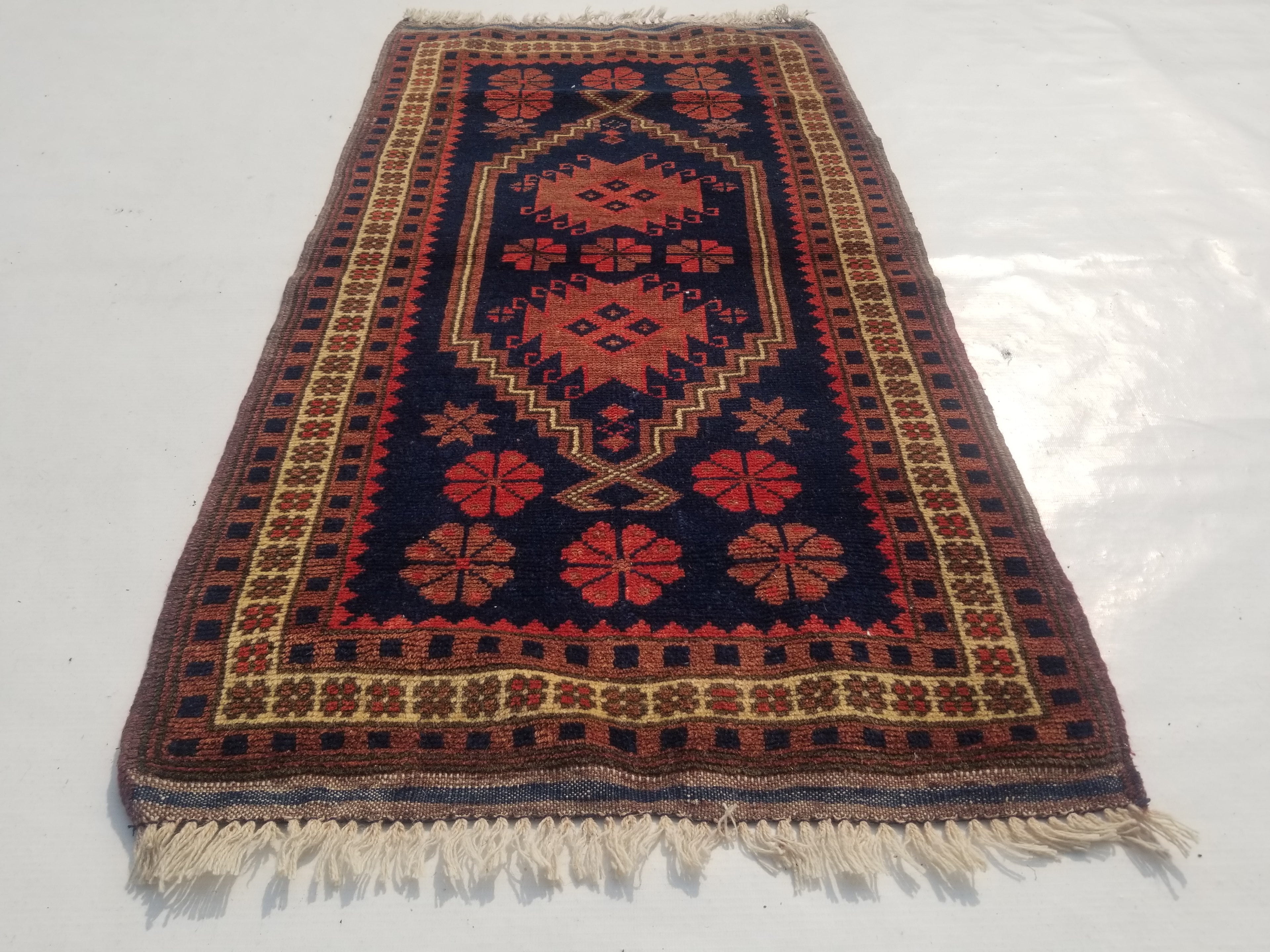 Vintage Traditional Handmade Turkish Wool Multicolor Rug 95x52cm