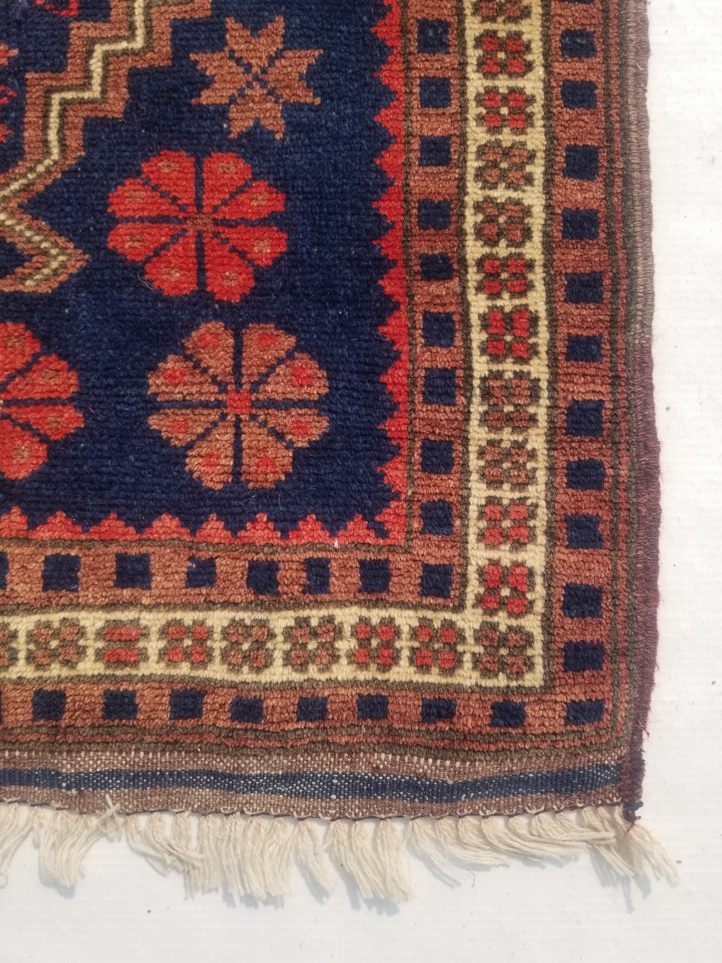 Vintage Traditional Handmade Turkish Wool Multicolor Rug 95x52cm