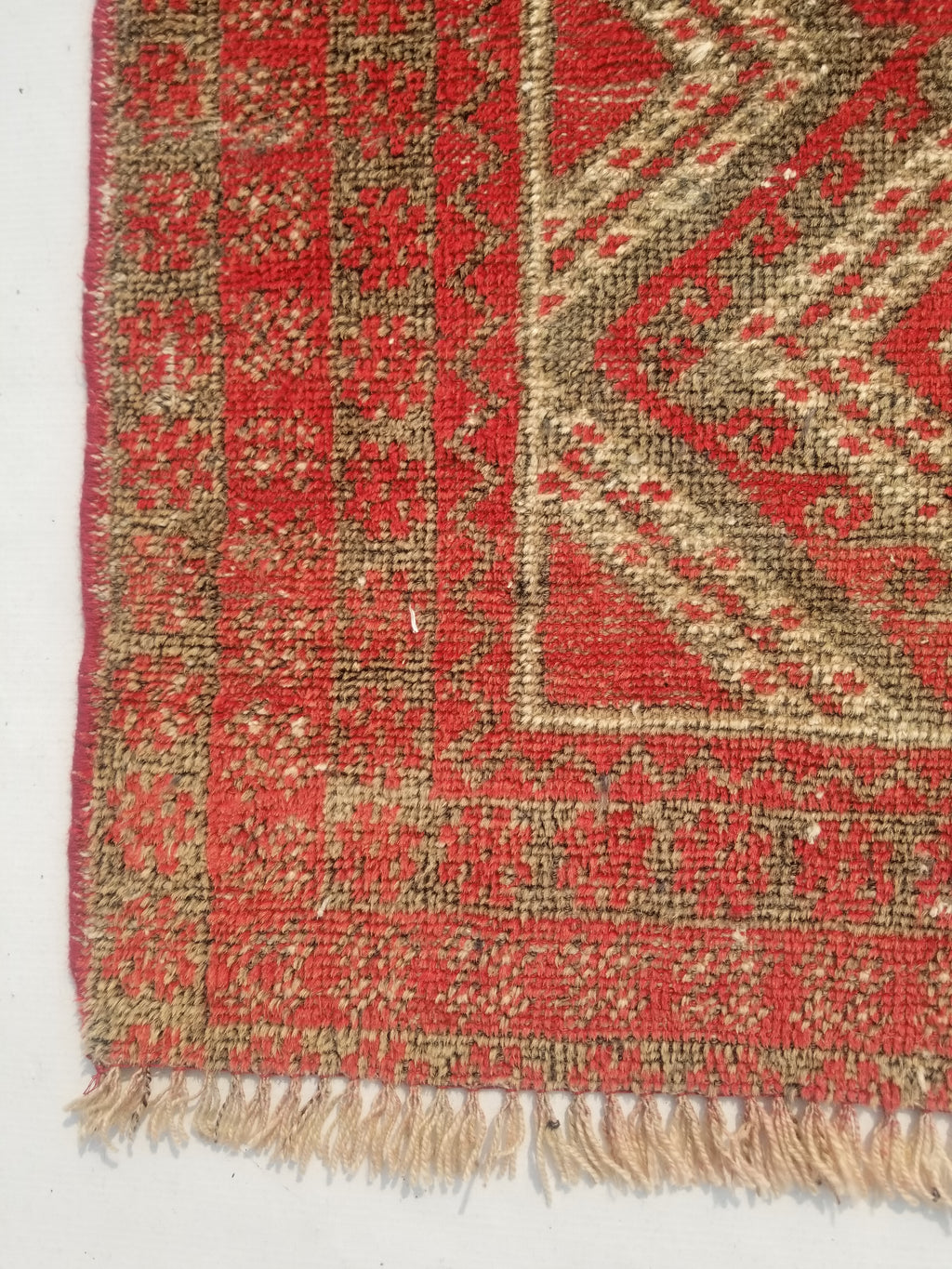 Distressed Antique Tarditional Handmade Afghan Wool Multicolor Rug 129x83cm