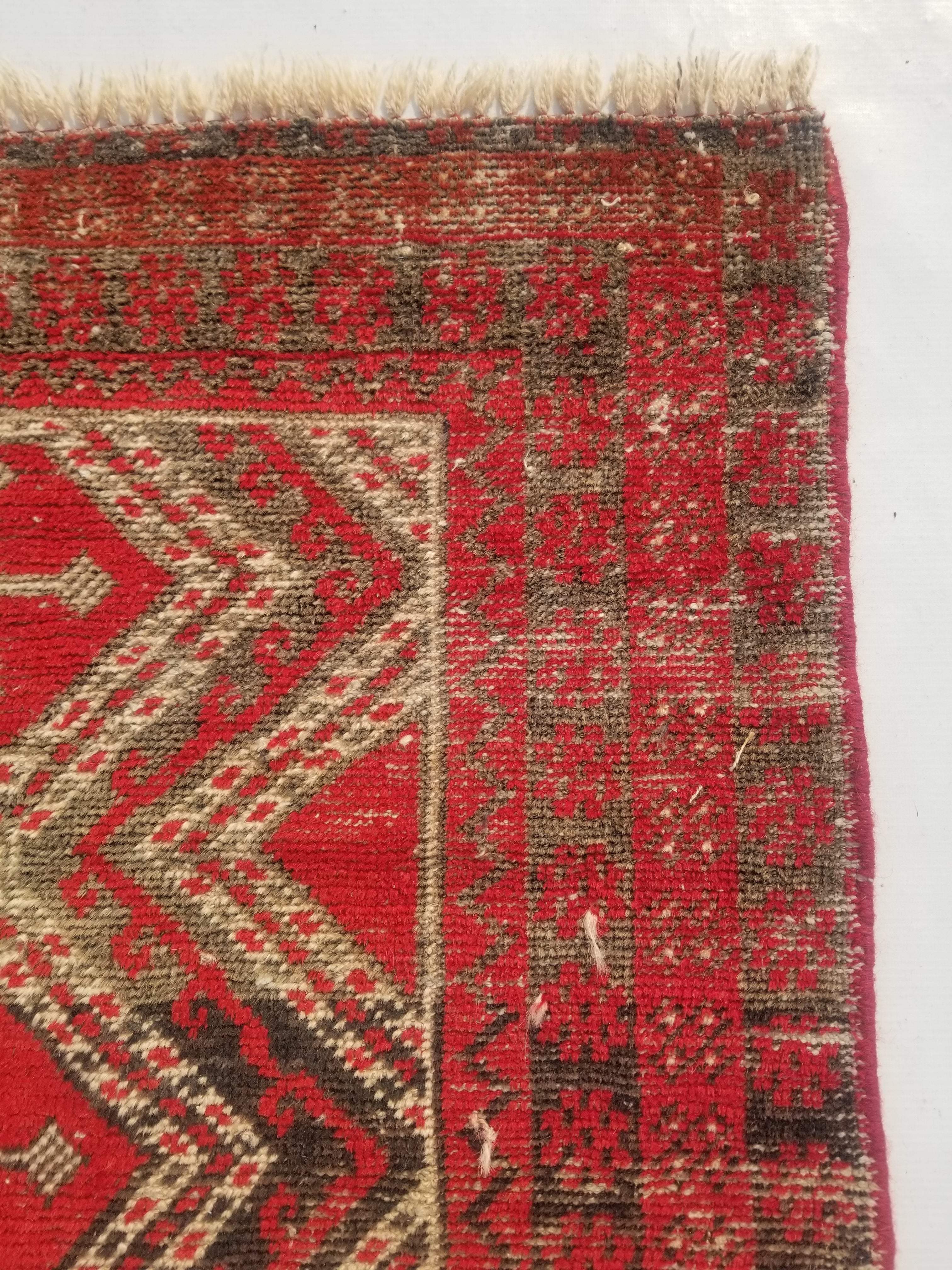 Distressed Antique Tarditional Handmade Afghan Wool Multicolor Rug 129x83cm