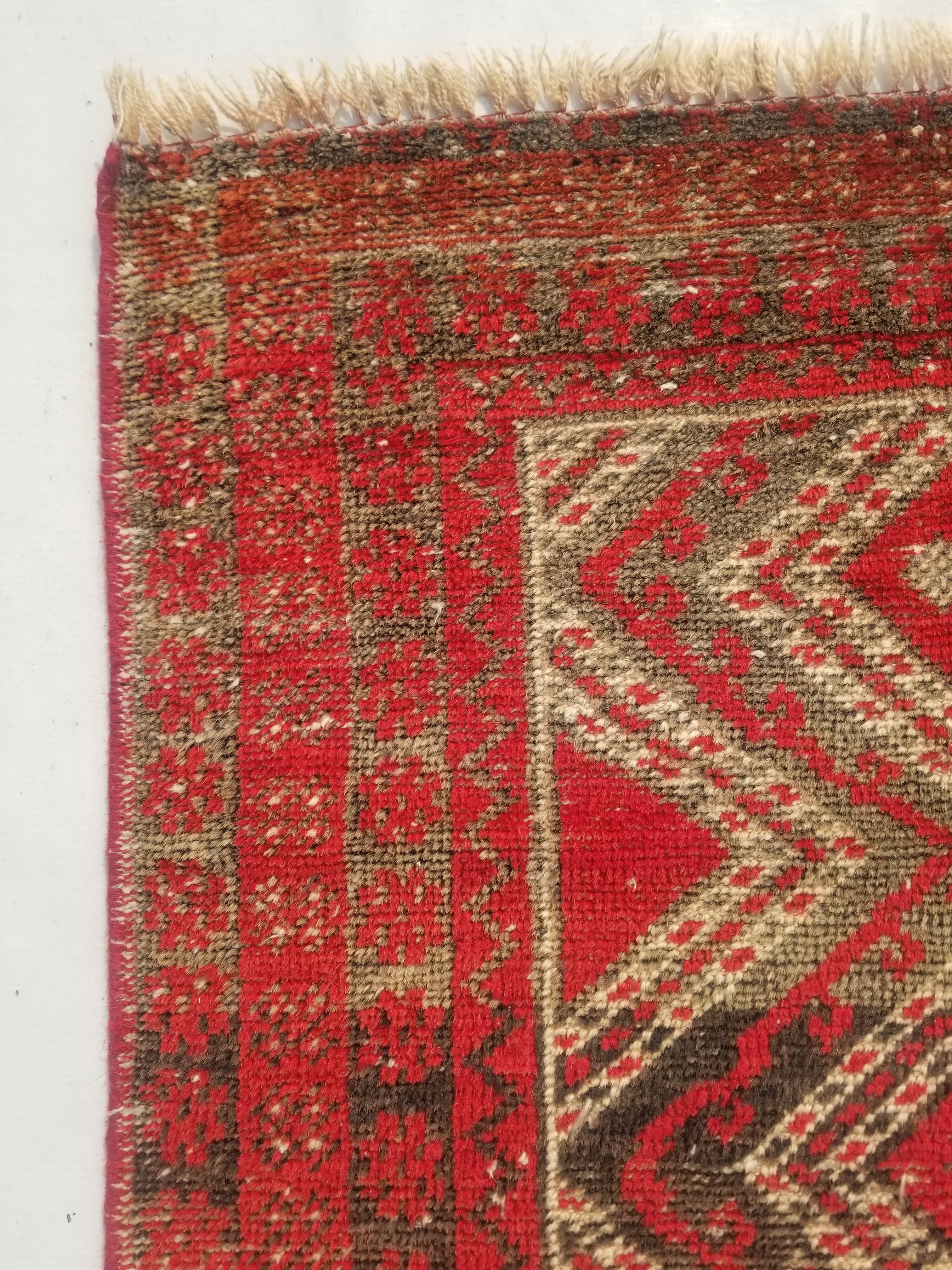 Distressed Antique Tarditional Handmade Afghan Wool Multicolor Rug 129x83cm