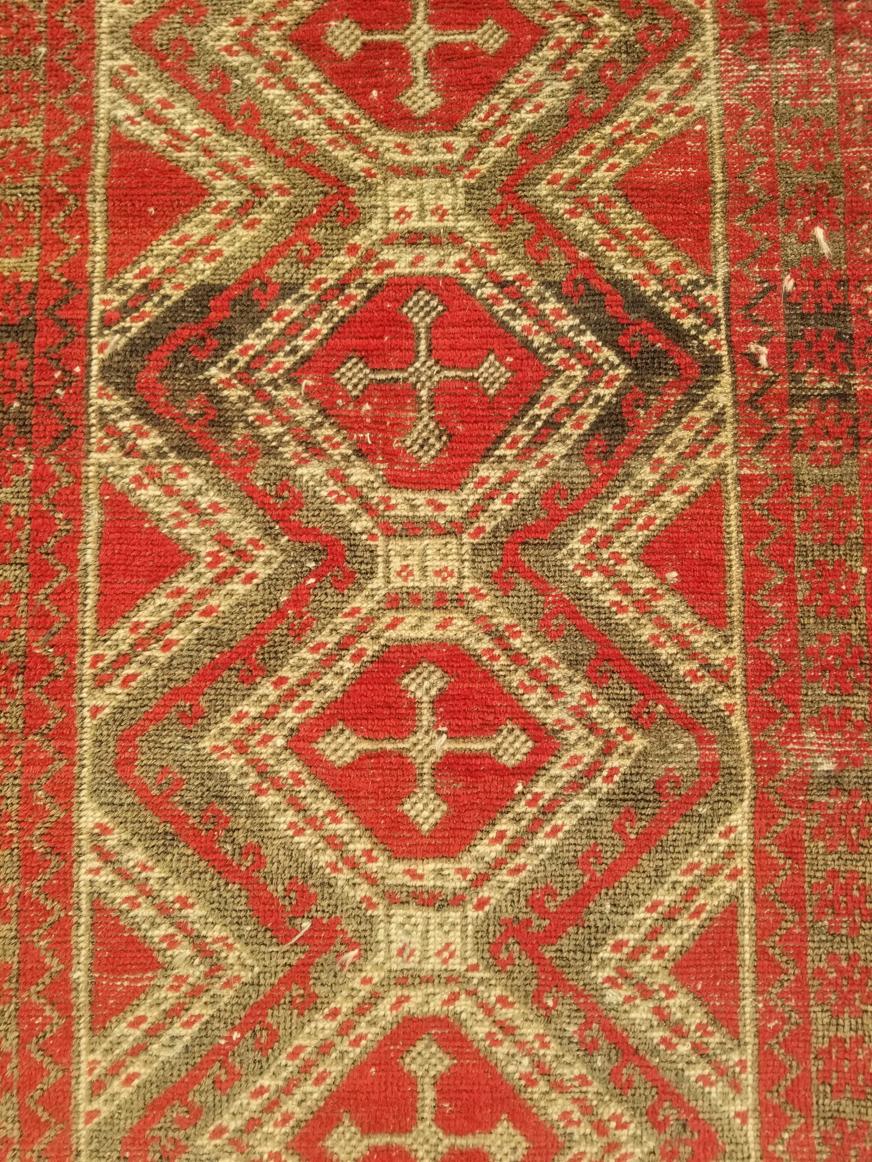 Distressed Antique Tarditional Handmade Afghan Wool Multicolor Rug 129x83cm