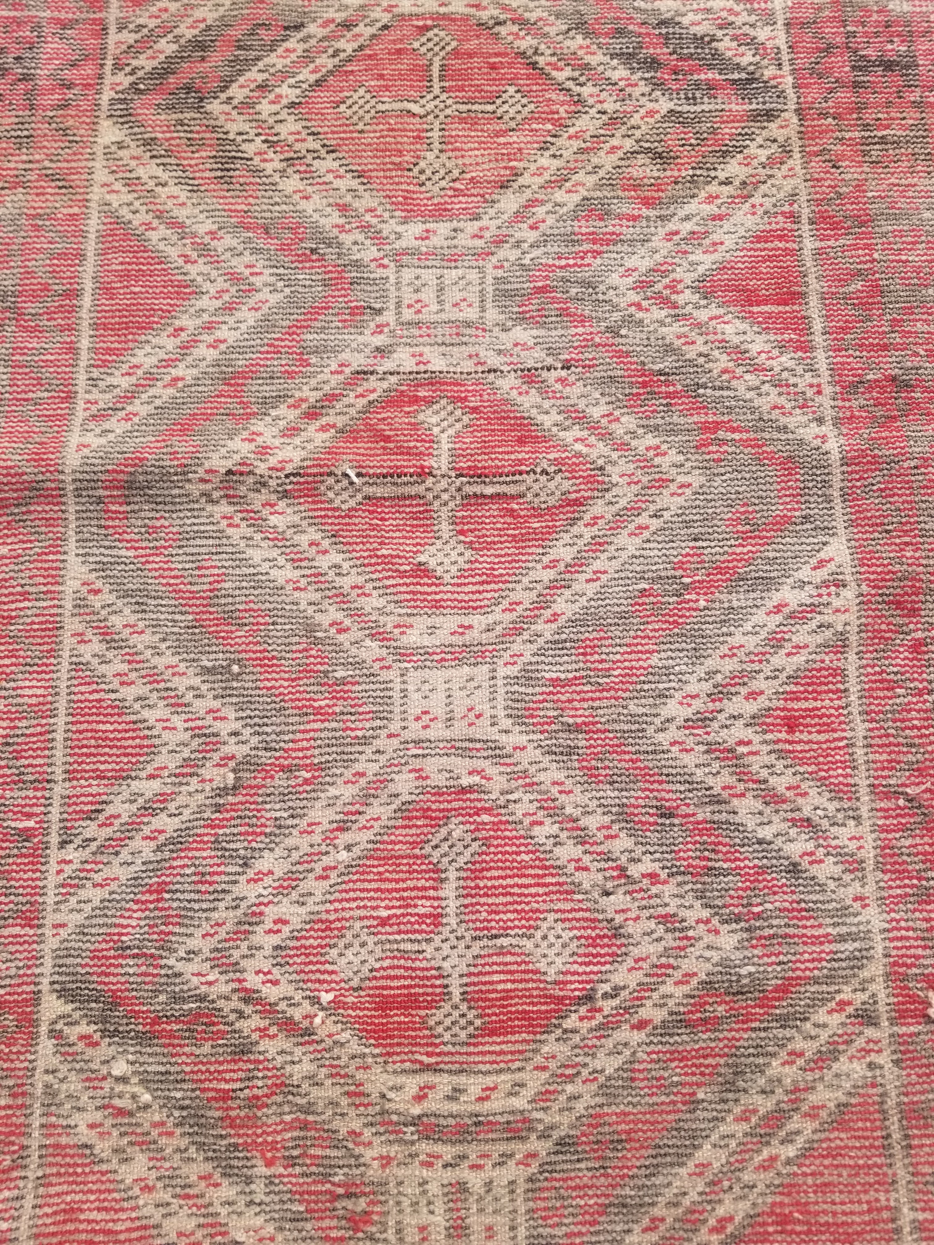 Distressed Antique Tarditional Handmade Afghan Wool Multicolor Rug 129x83cm