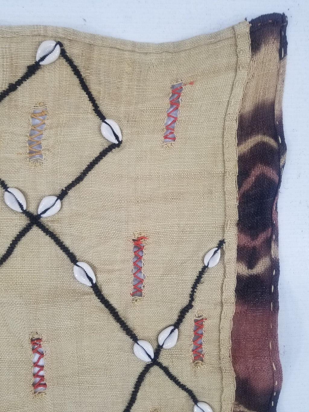 Vintage African Handwoven Kuba Cloth Raffia Textile Panel 206x36cm