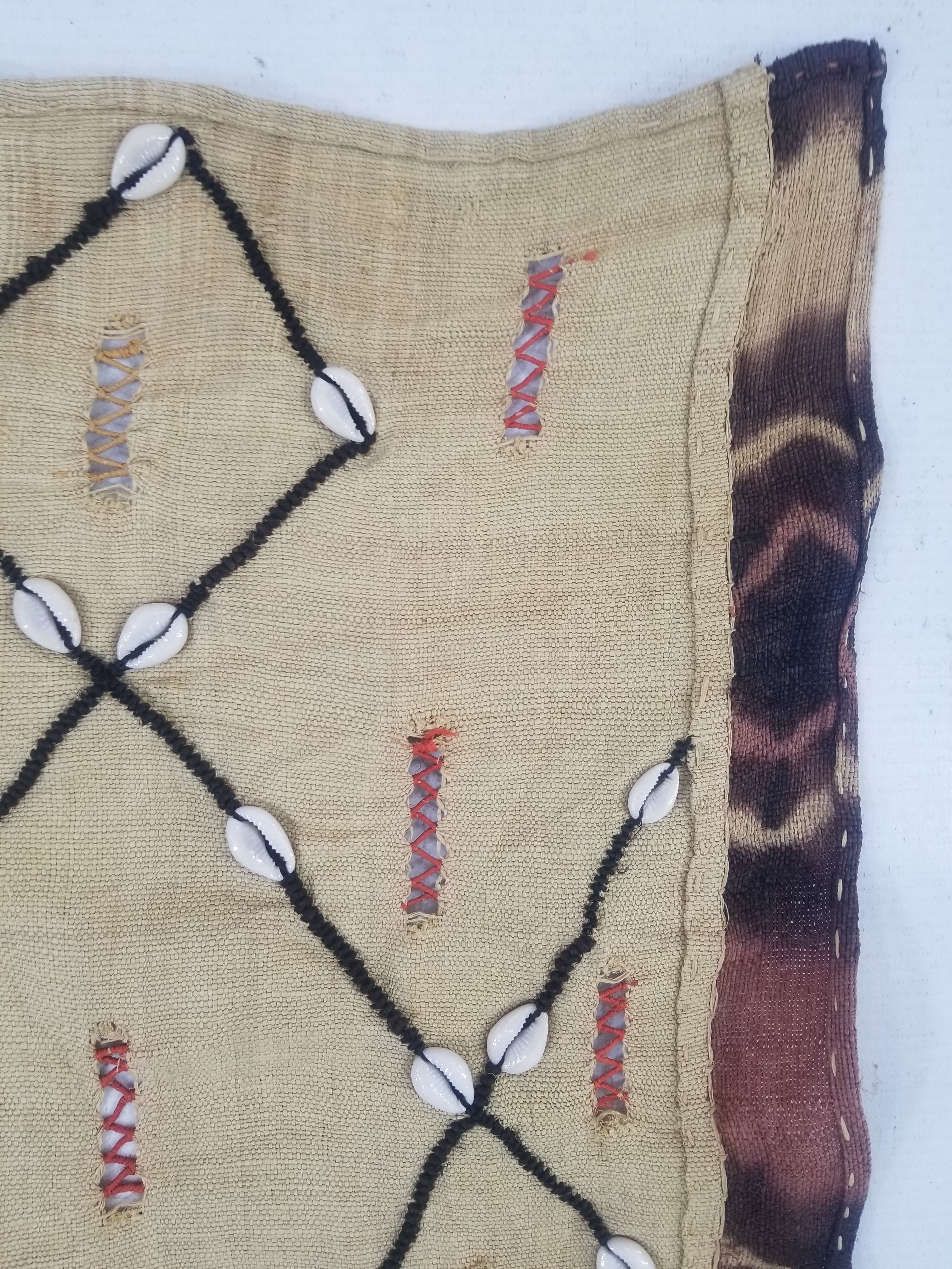 Vintage African Handwoven Kuba Cloth Raffia Textile Panel 206x36cm