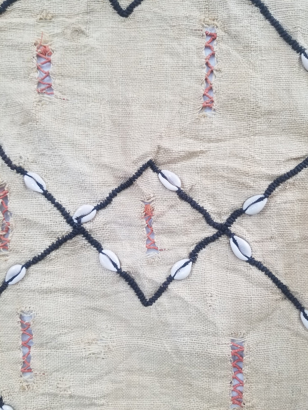 Vintage African Handwoven Kuba Cloth Raffia Textile Panel 206x36cm