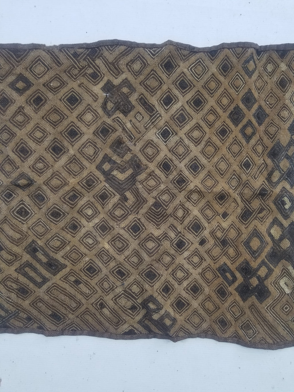 Vintage African Kuba Cloth Raffia Textile Panel 60x54cm