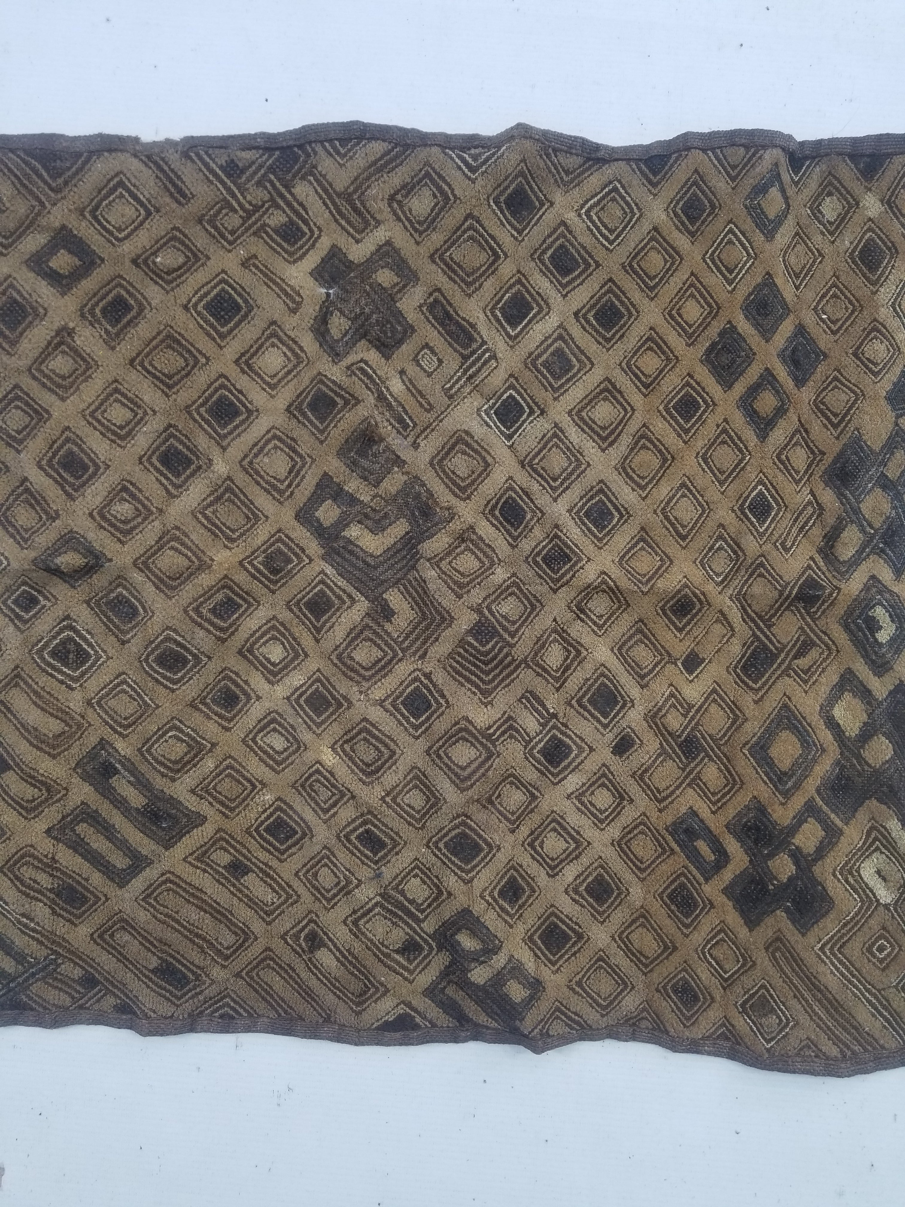 Vintage African Kuba Cloth Raffia Textile Panel 60x54cm