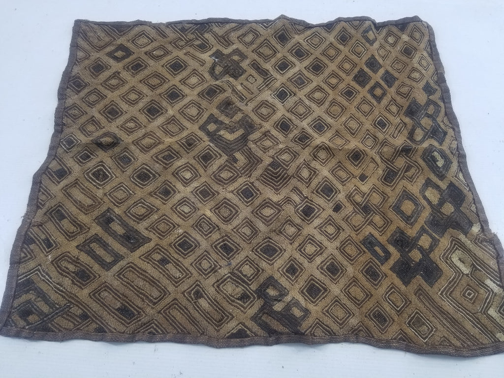 Vintage African Kuba Cloth Raffia Textile Panel 60x54cm