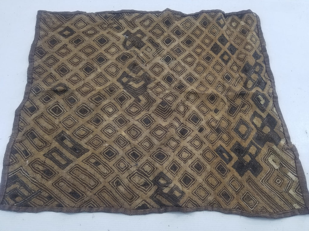 Vintage African Kuba Cloth Raffia Textile Panel 60x54cm