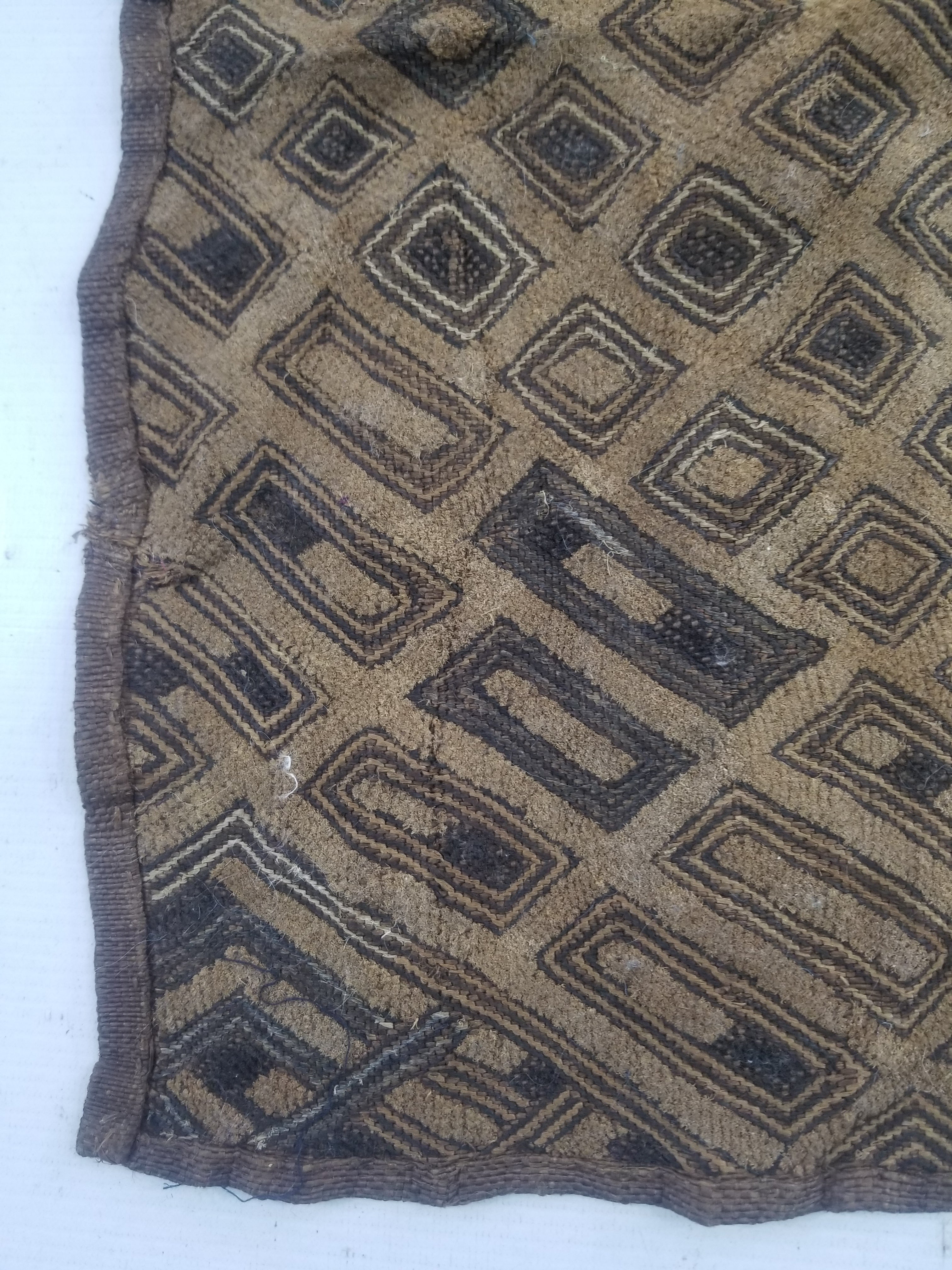 Vintage African Kuba Cloth Raffia Textile Panel 60x54cm