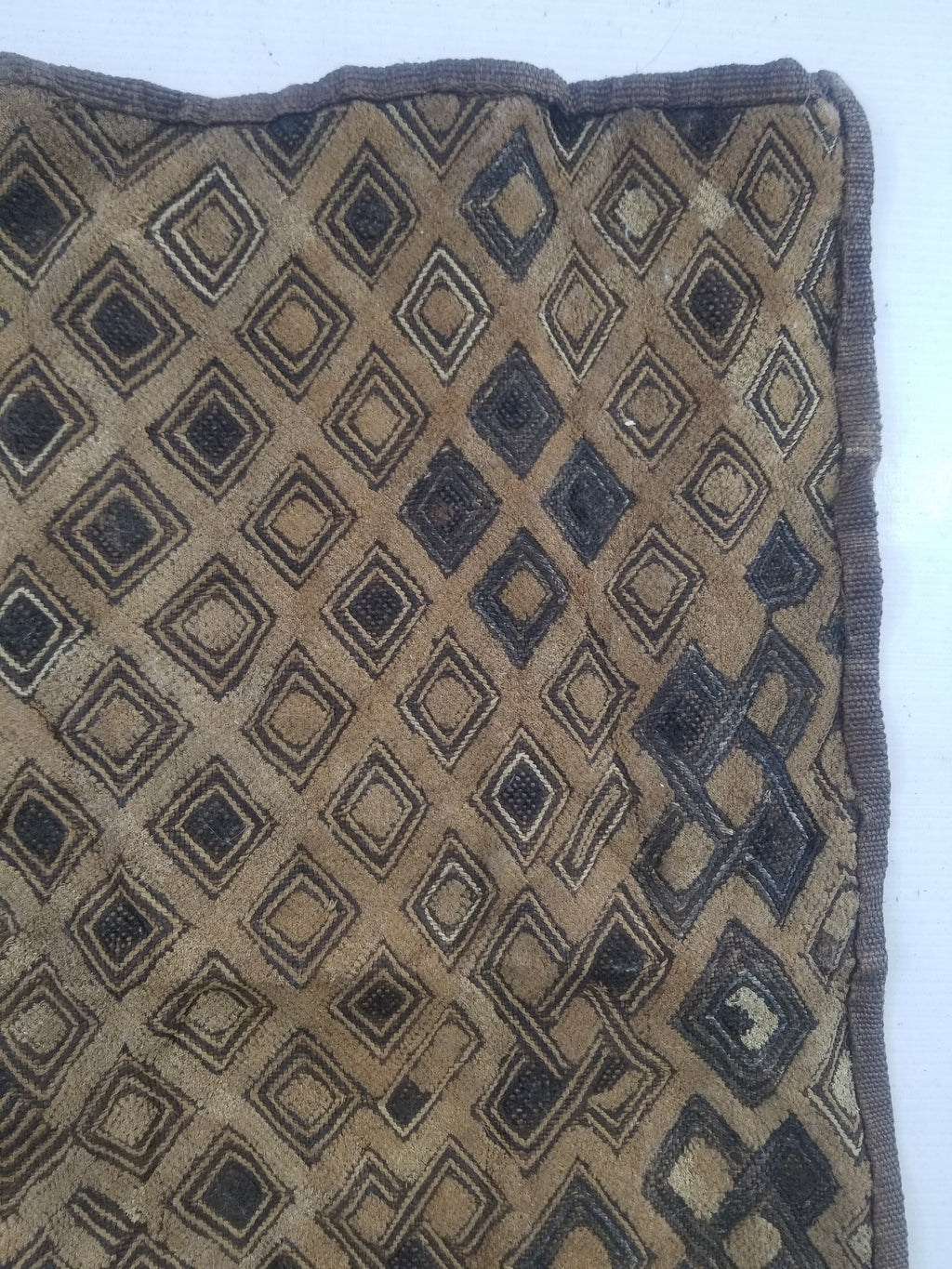 Vintage African Kuba Cloth Raffia Textile Panel 60x54cm