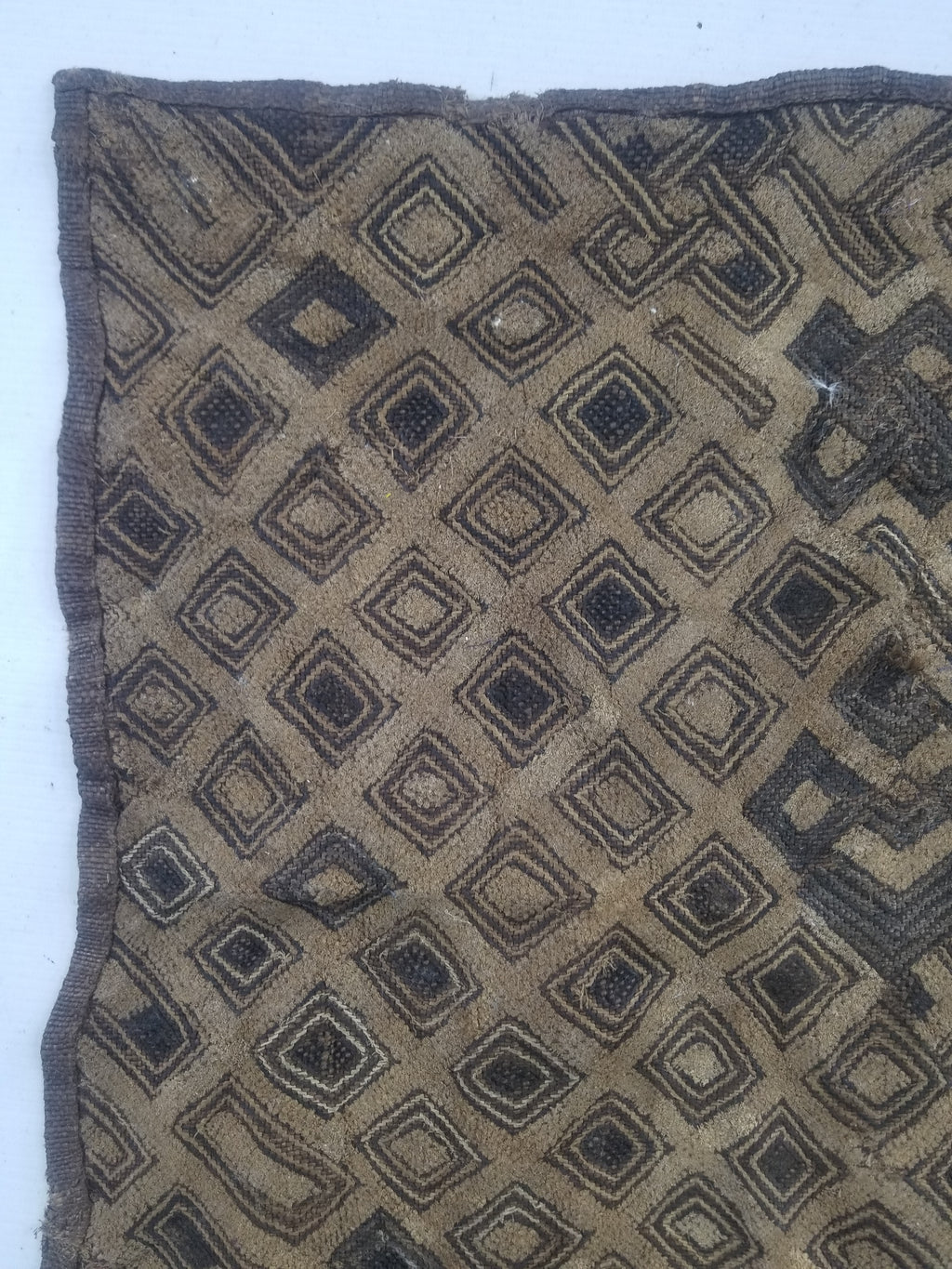 Vintage African Kuba Cloth Raffia Textile Panel 60x54cm