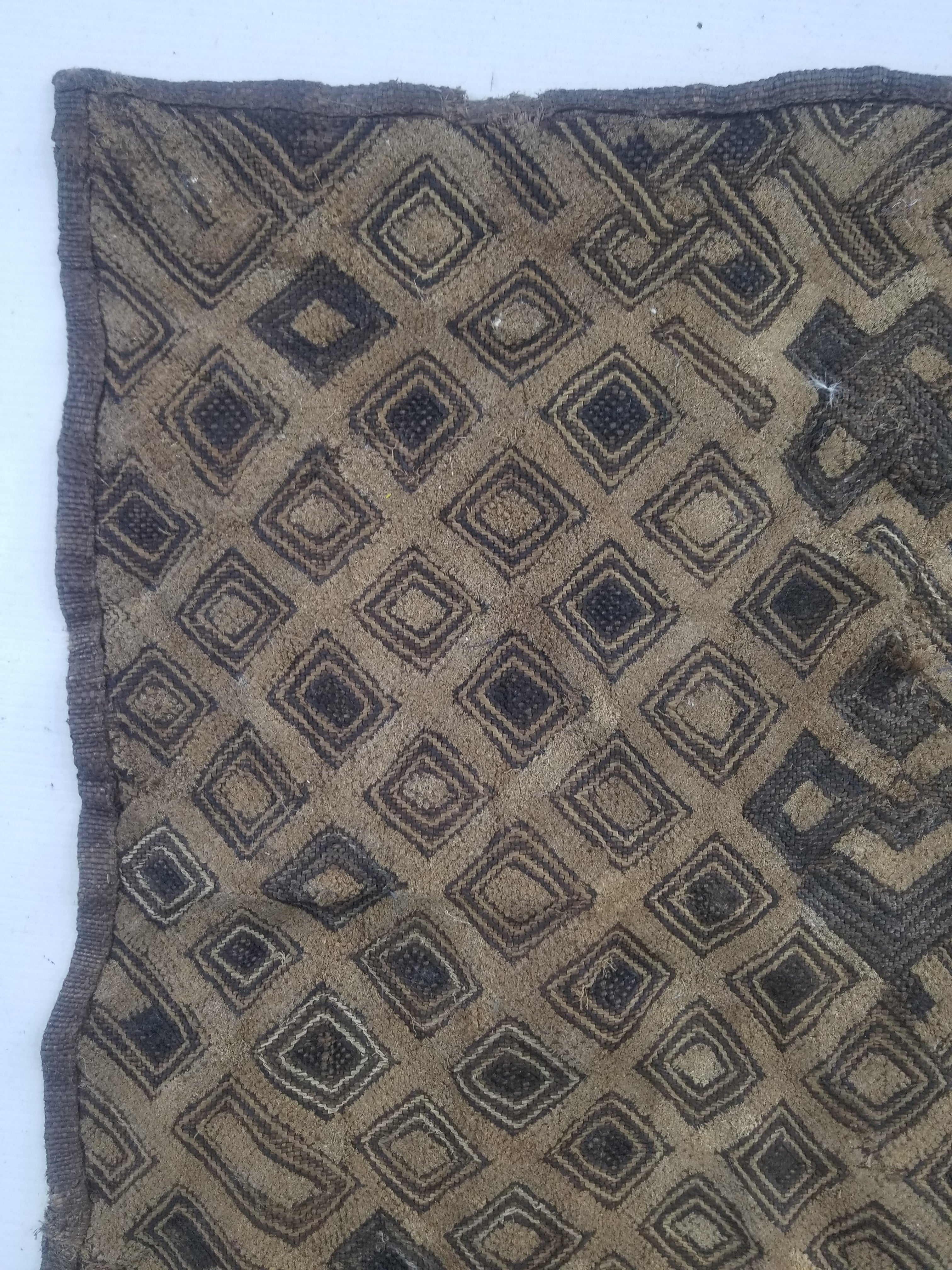 Vintage African Kuba Cloth Raffia Textile Panel 60x54cm