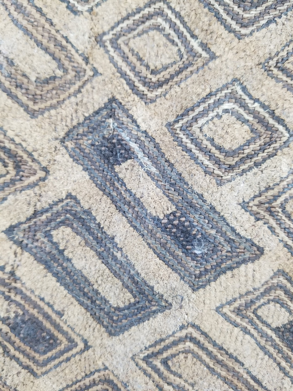 Vintage African Kuba Cloth Raffia Textile Panel 60x54cm