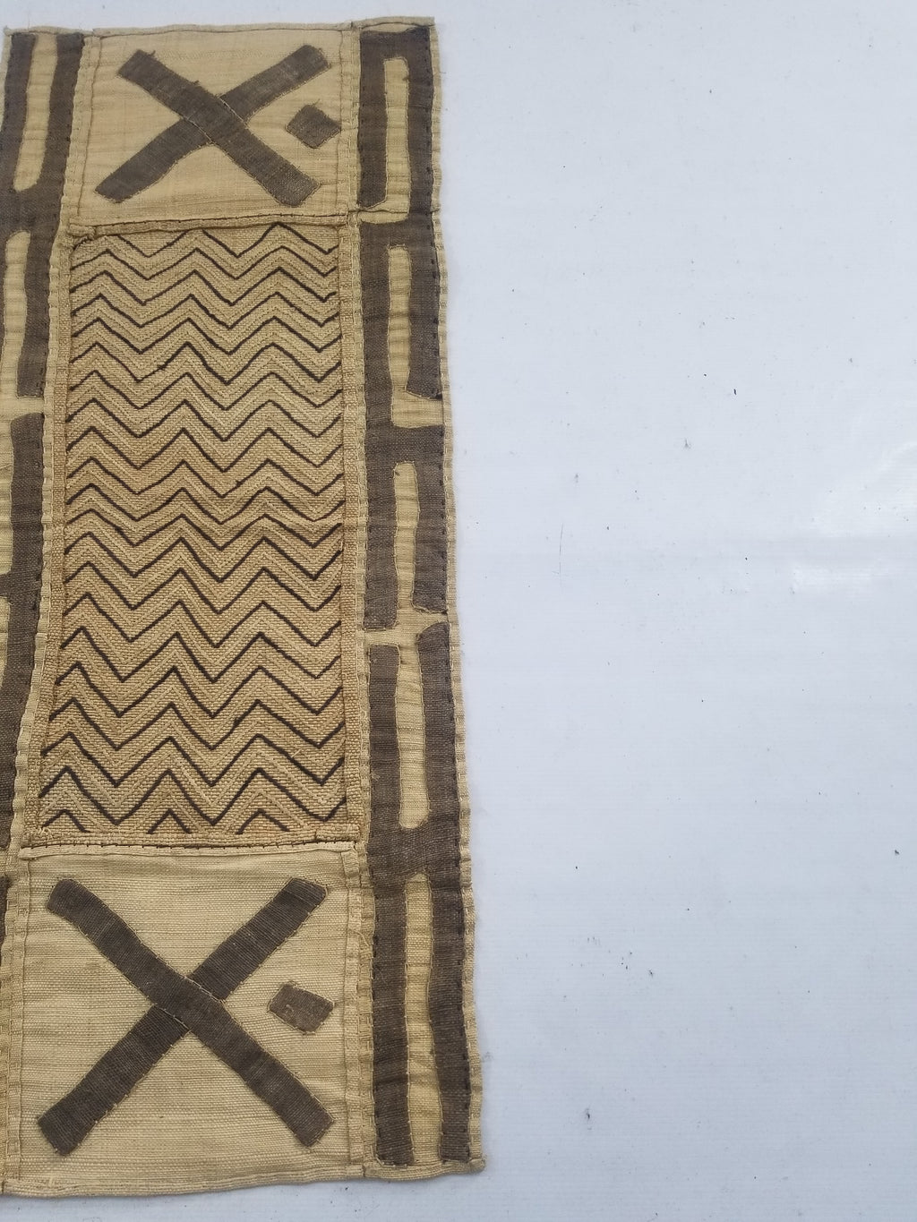 Vintage African Handwoven Kuba Cloth Raffia Textile Panel 103x42cm