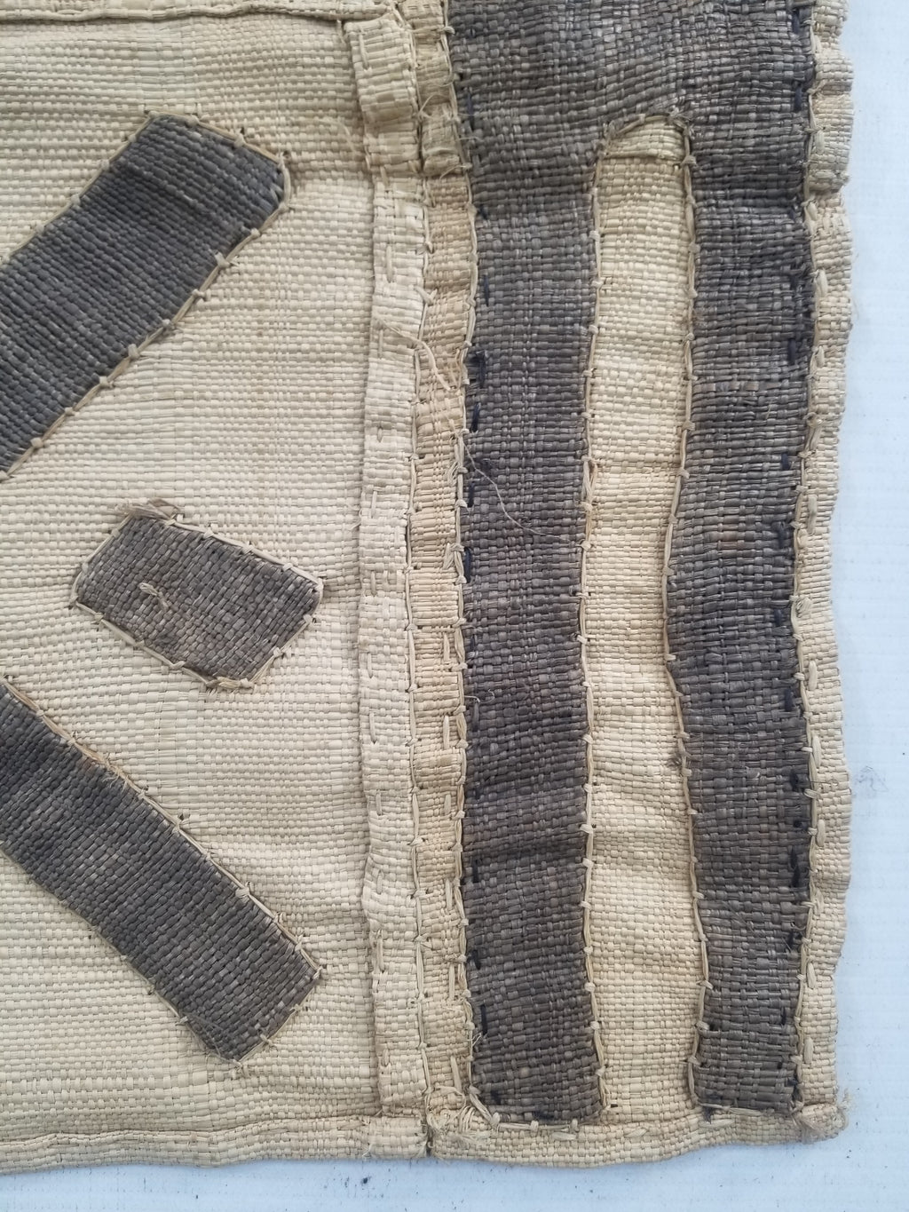 Vintage African Handwoven Kuba Cloth Raffia Textile Panel 103x42cm