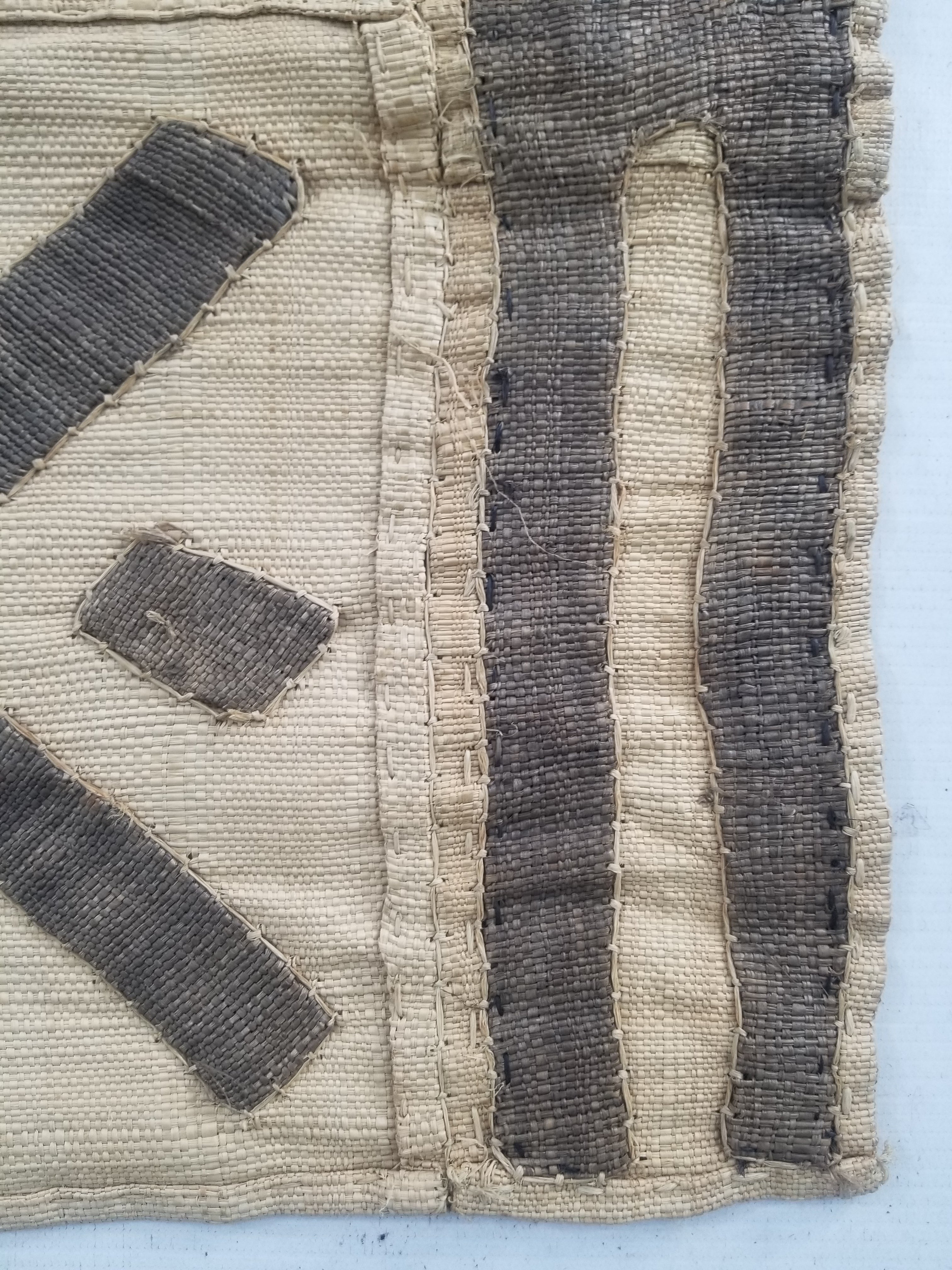 Vintage African Handwoven Kuba Cloth Raffia Textile Panel 103x42cm