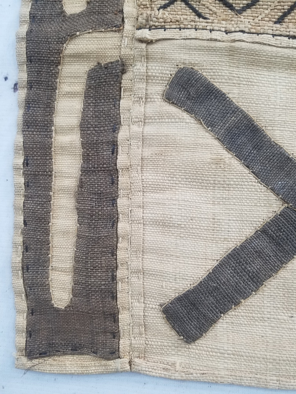 Vintage African Handwoven Kuba Cloth Raffia Textile Panel 103x42cm