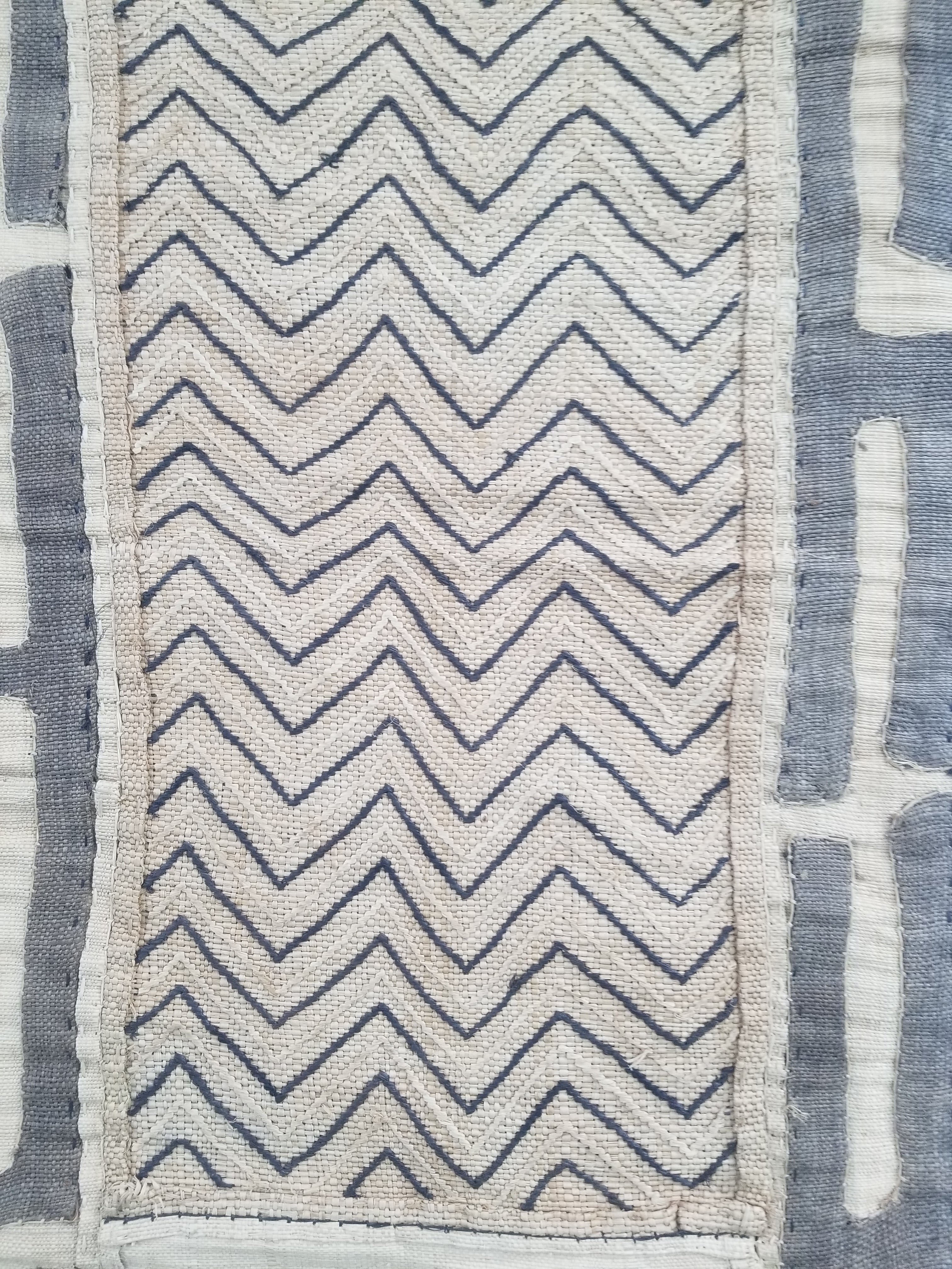 Vintage African Handwoven Kuba Cloth Raffia Textile Panel 103x42cm