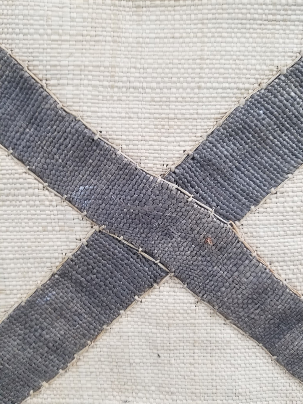 Vintage African Handwoven Kuba Cloth Raffia Textile Panel 103x42cm