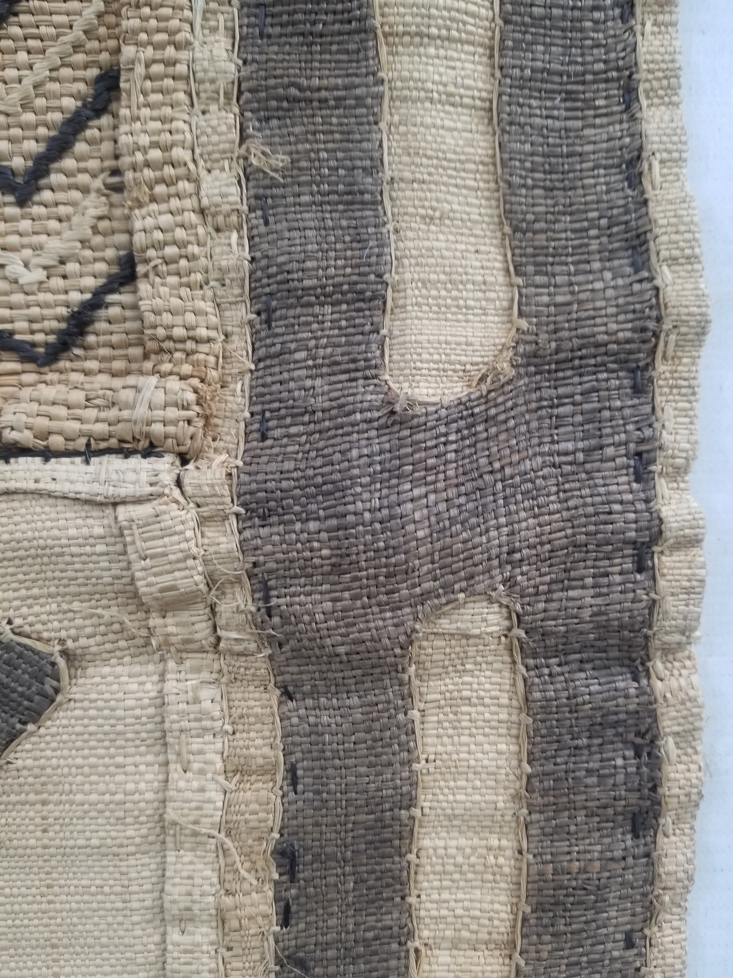 Vintage African Handwoven Kuba Cloth Raffia Textile Panel 103x42cm