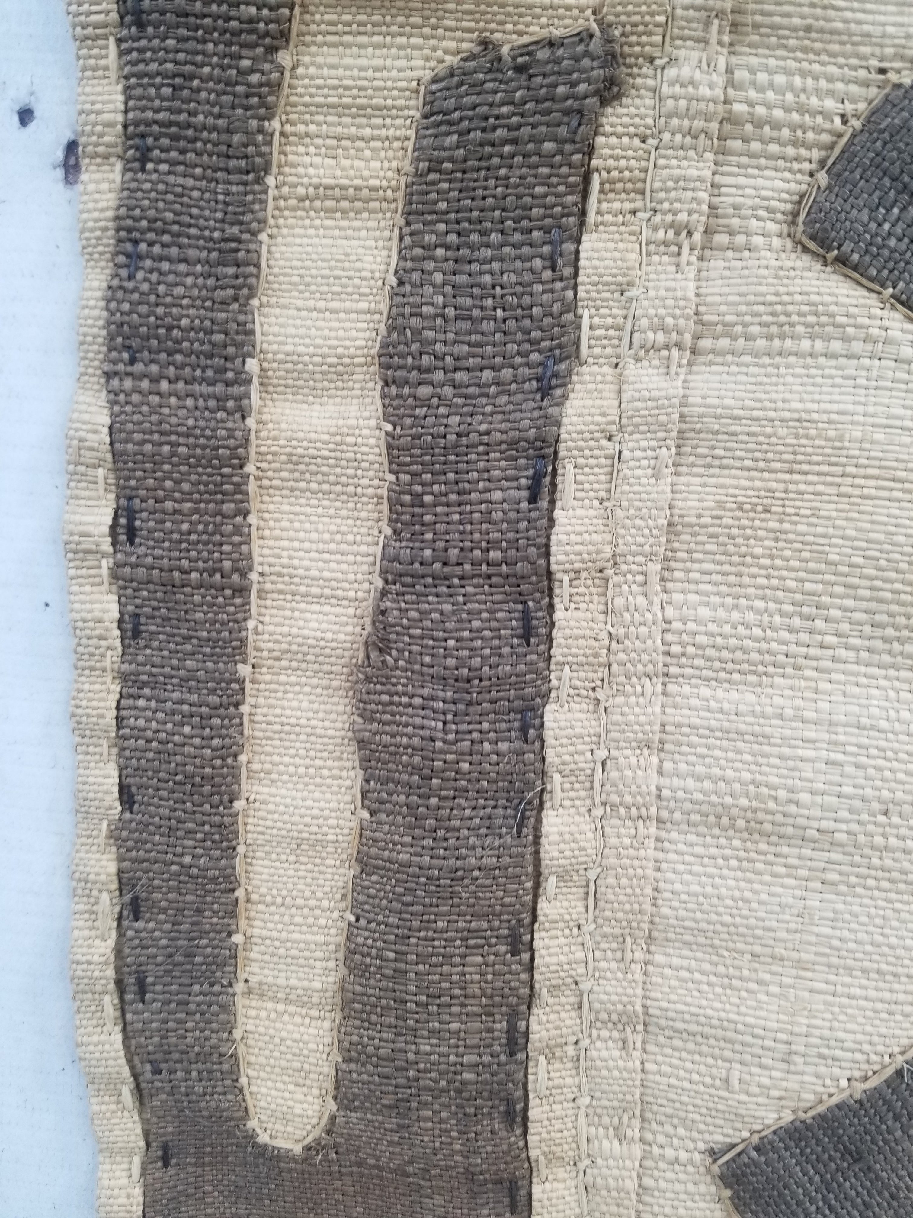 Vintage African Handwoven Kuba Cloth Raffia Textile Panel 103x42cm