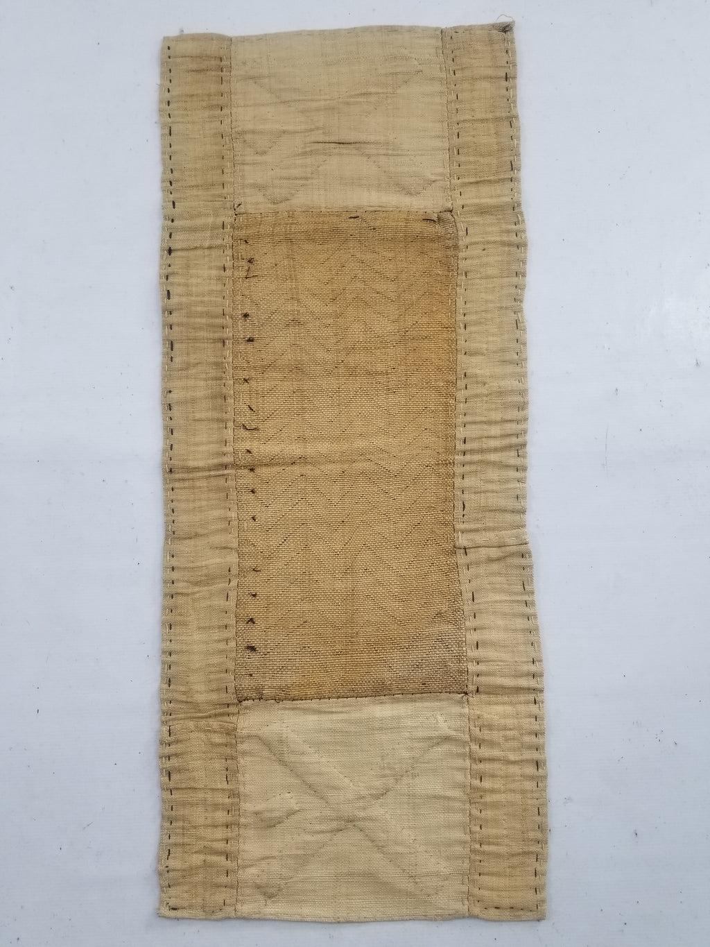 Vintage African Handwoven Kuba Cloth Raffia Textile Panel 103x42cm
