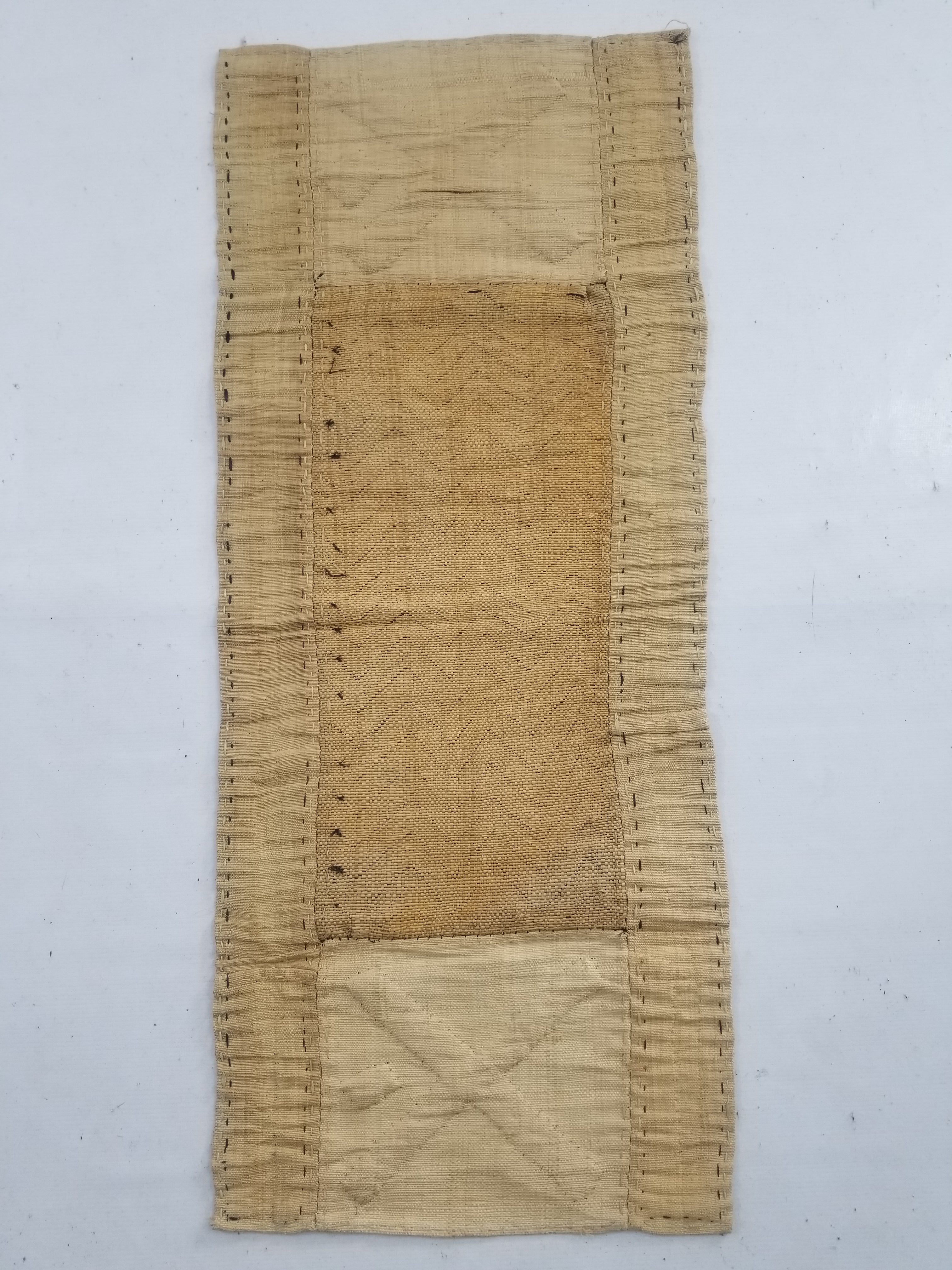 Vintage African Handwoven Kuba Cloth Raffia Textile Panel 103x42cm