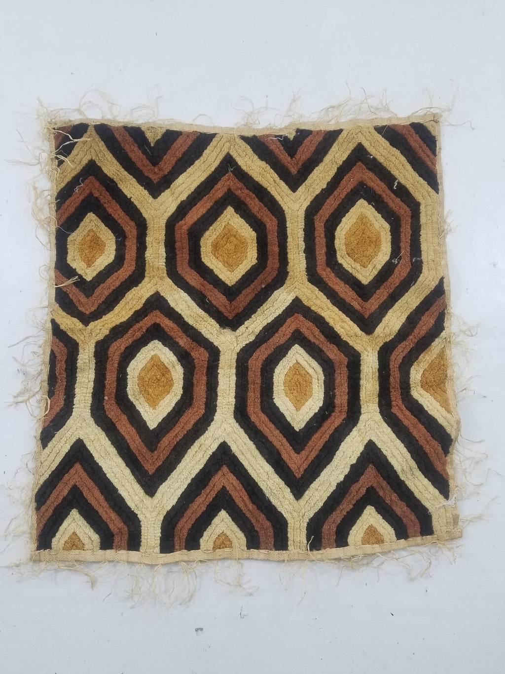 Vintage African Handwoven Kuba Showa Cloth Raffia Textile Panel 68x66cm