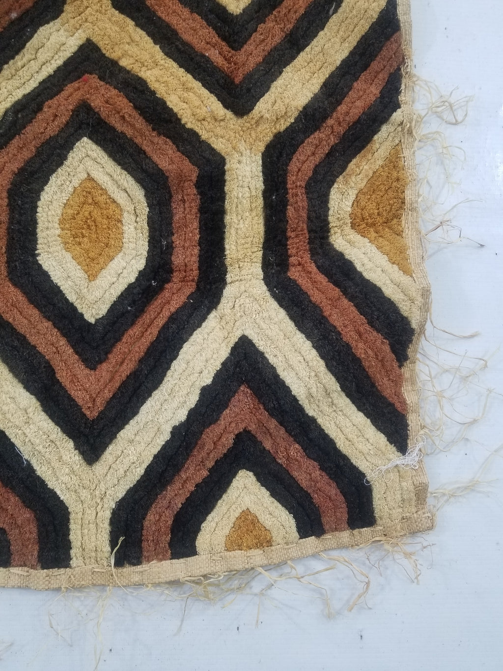 Vintage African Handwoven Kuba Showa Cloth Raffia Textile Panel 68x66cm