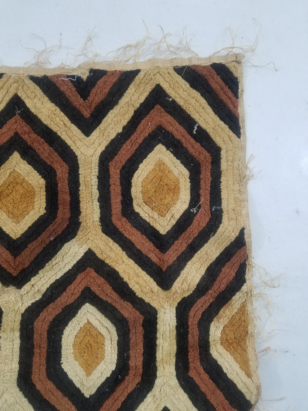Vintage African Handwoven Kuba Showa Cloth Raffia Textile Panel 68x66cm
