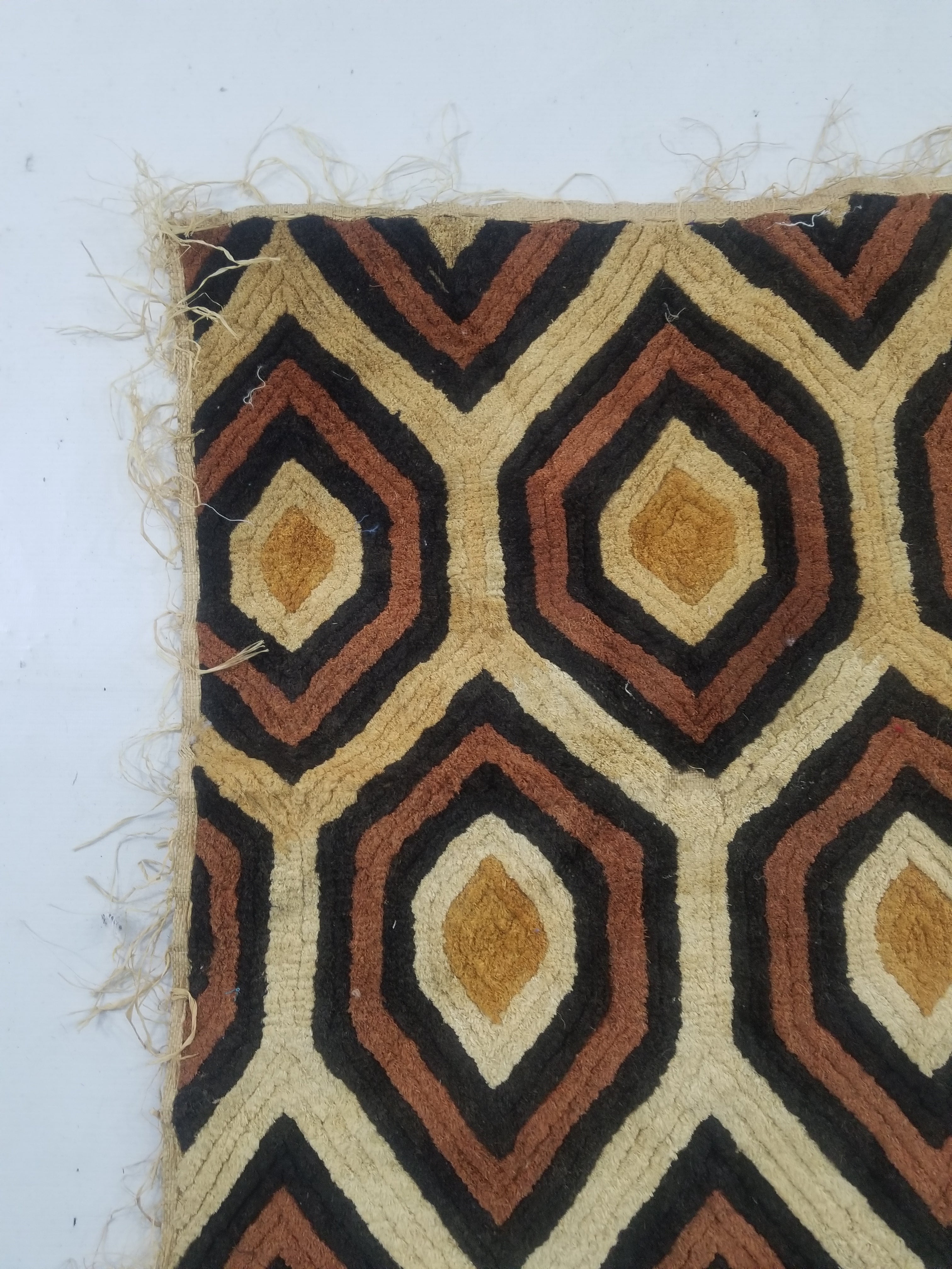 Vintage African Handwoven Kuba Showa Cloth Raffia Textile Panel 68x66cm