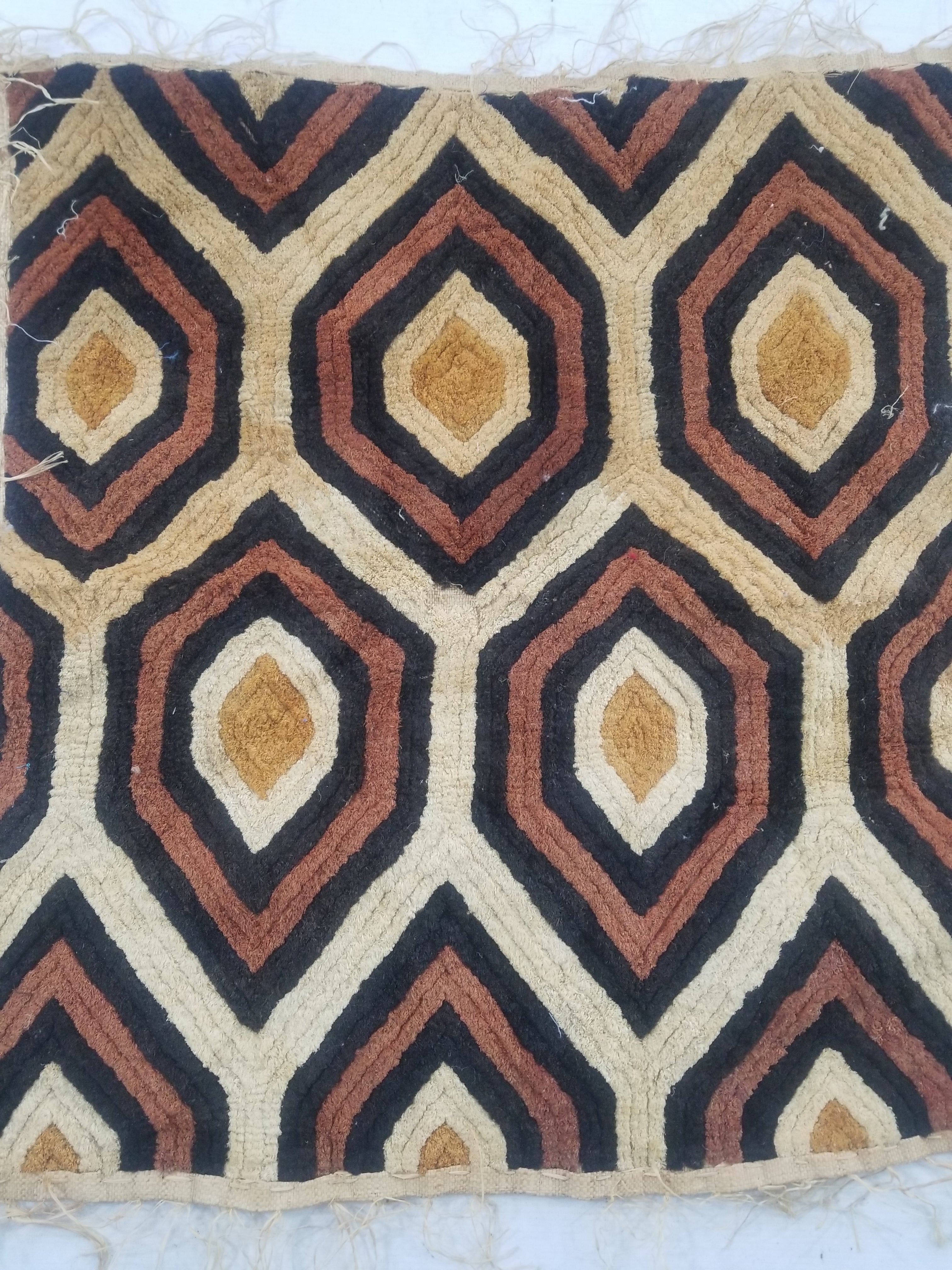 Vintage African Handwoven Kuba Showa Cloth Raffia Textile Panel 68x66cm